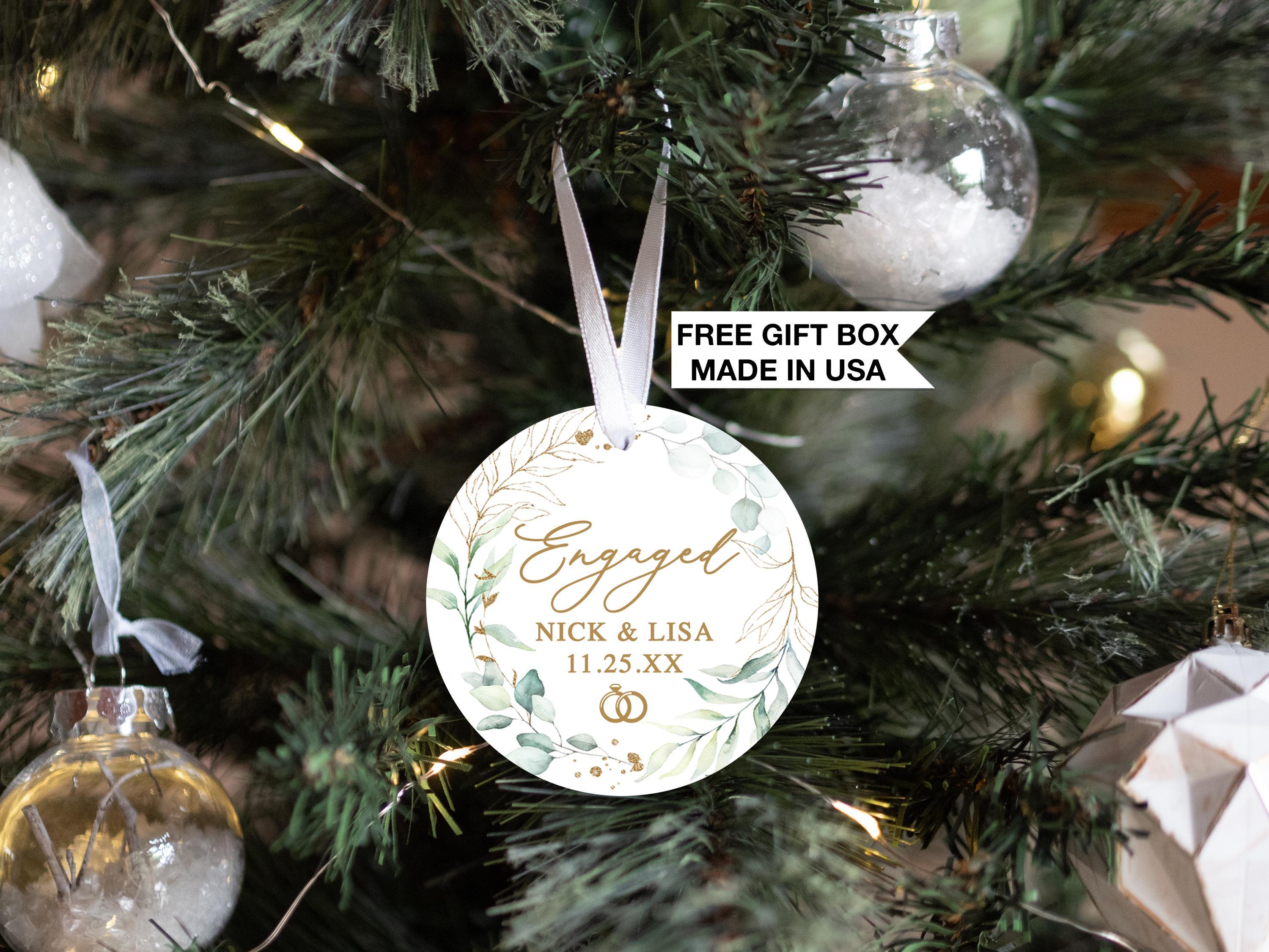 Engaged Ornament - Personalized First Christmas Keepsake - Engagement Gift 2025