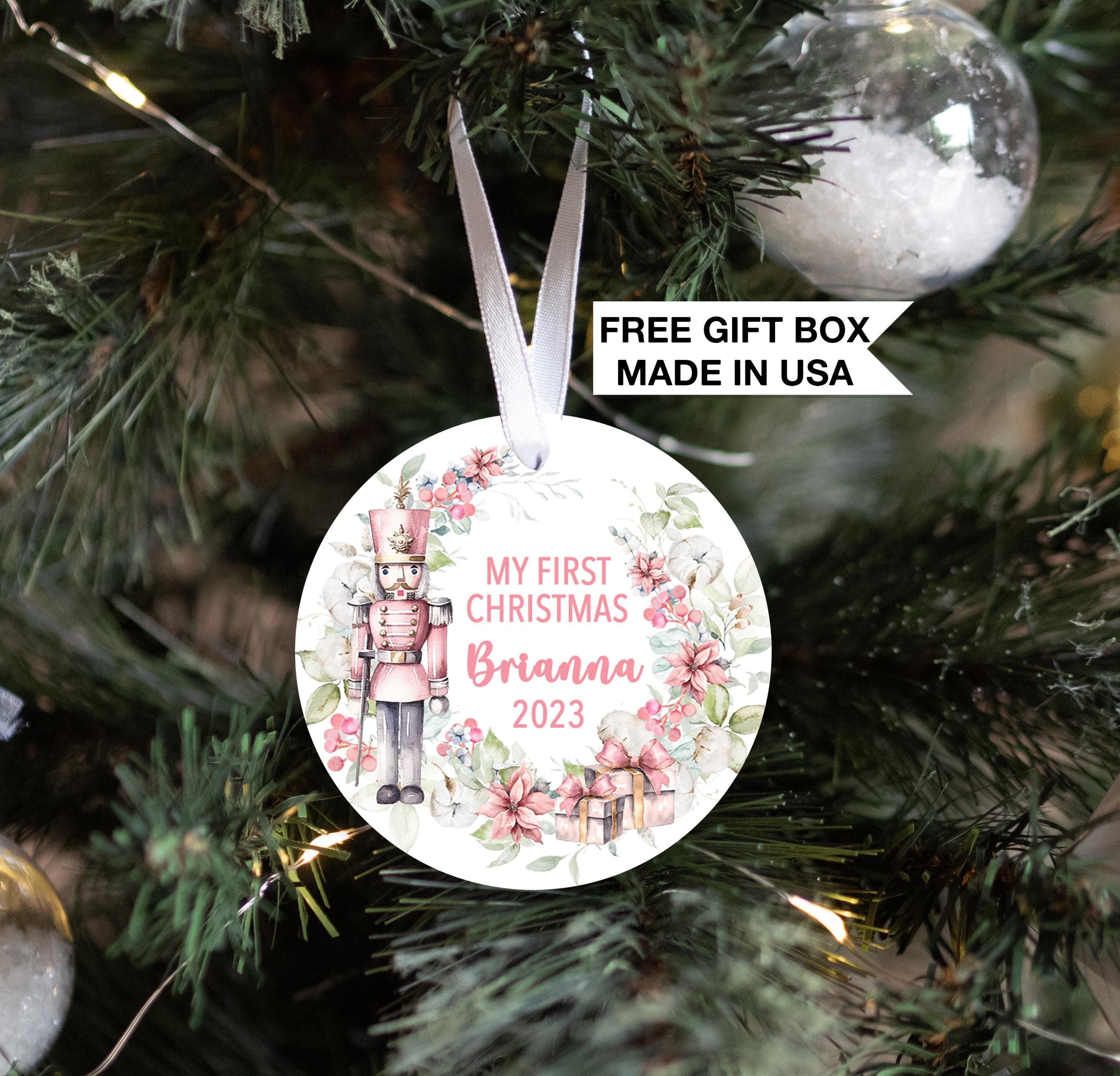 Nutcracker Baby Girls First Christmas Ornament | Baby First Christmas Pink | Personalized Baby Christmas Ornament