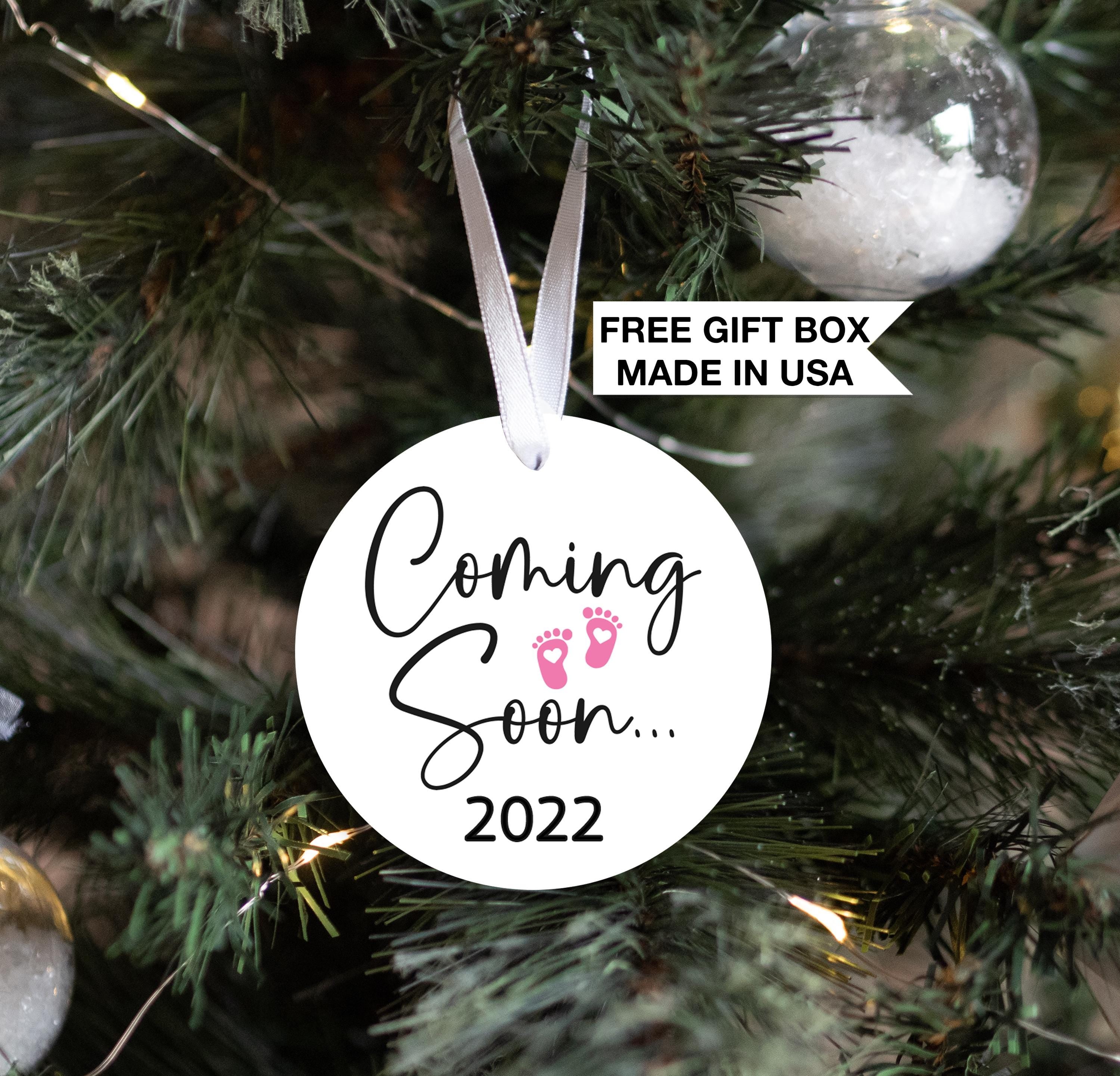 Baby Girl on the Way Christmas Ornament, Personalized Newborn Announcement