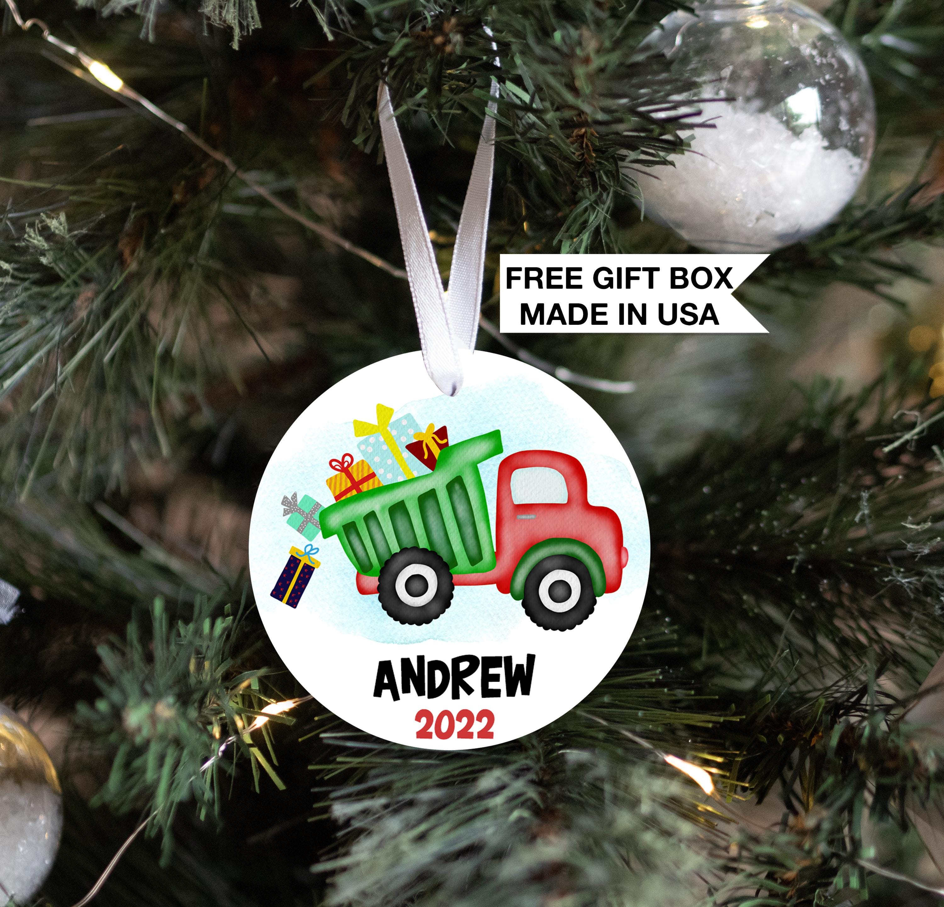Baby First Christmas Dump Truck, Personalized  Baby's 1st Christmas Ornament