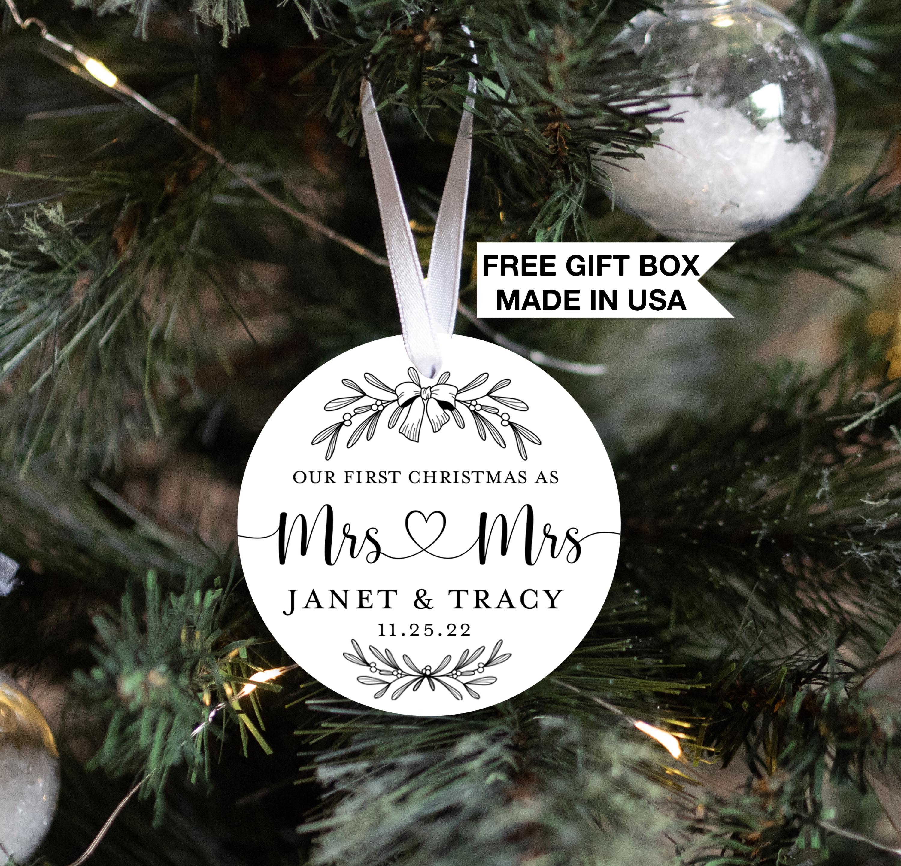 First Christmas Married Ornament - Mrs and Mrs, Personalized Our First Christmas Together