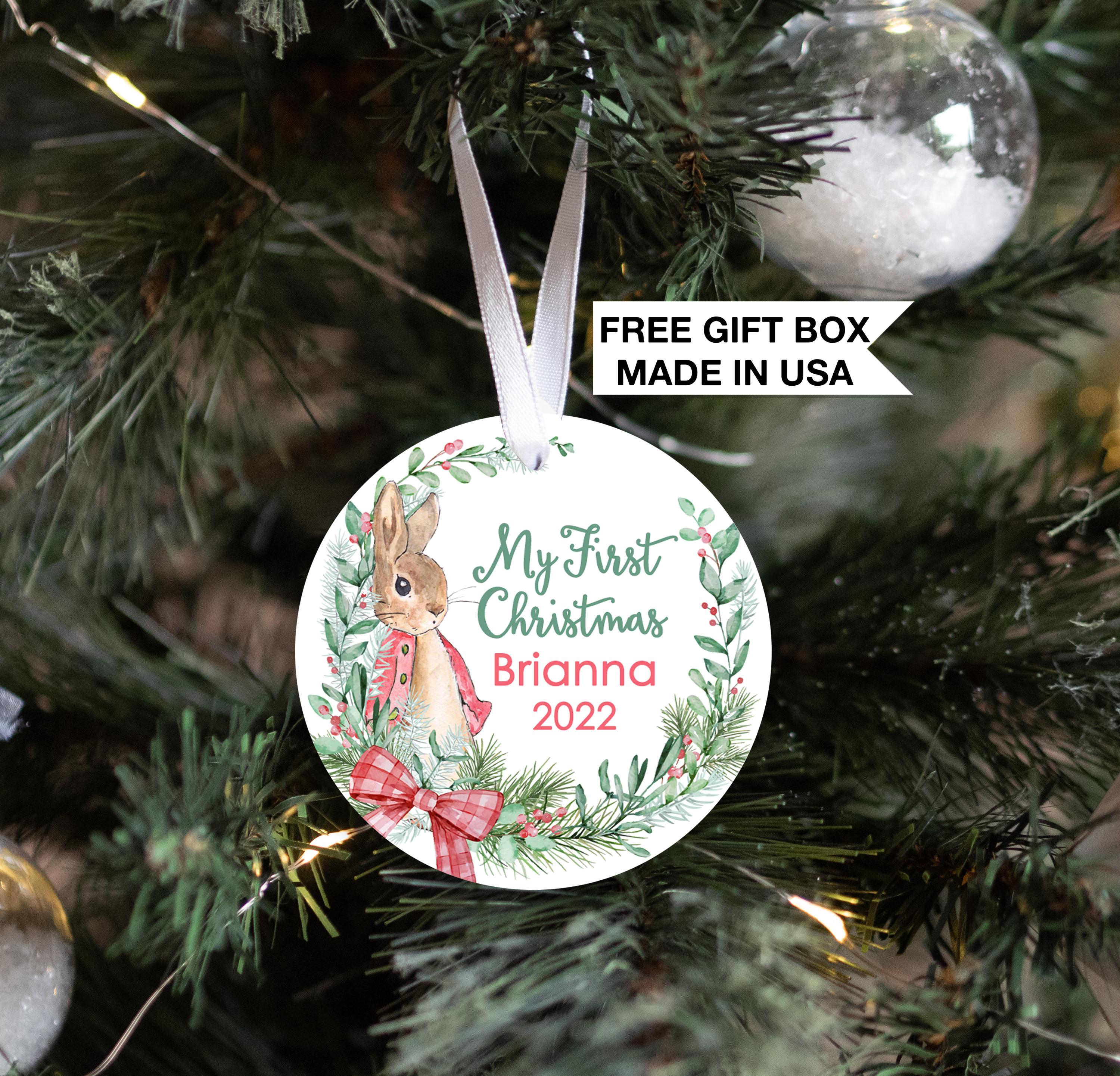 First Christmas Rabbit | Baby's First Christmas Ornament|, Personalized Baby Christmas Ornament