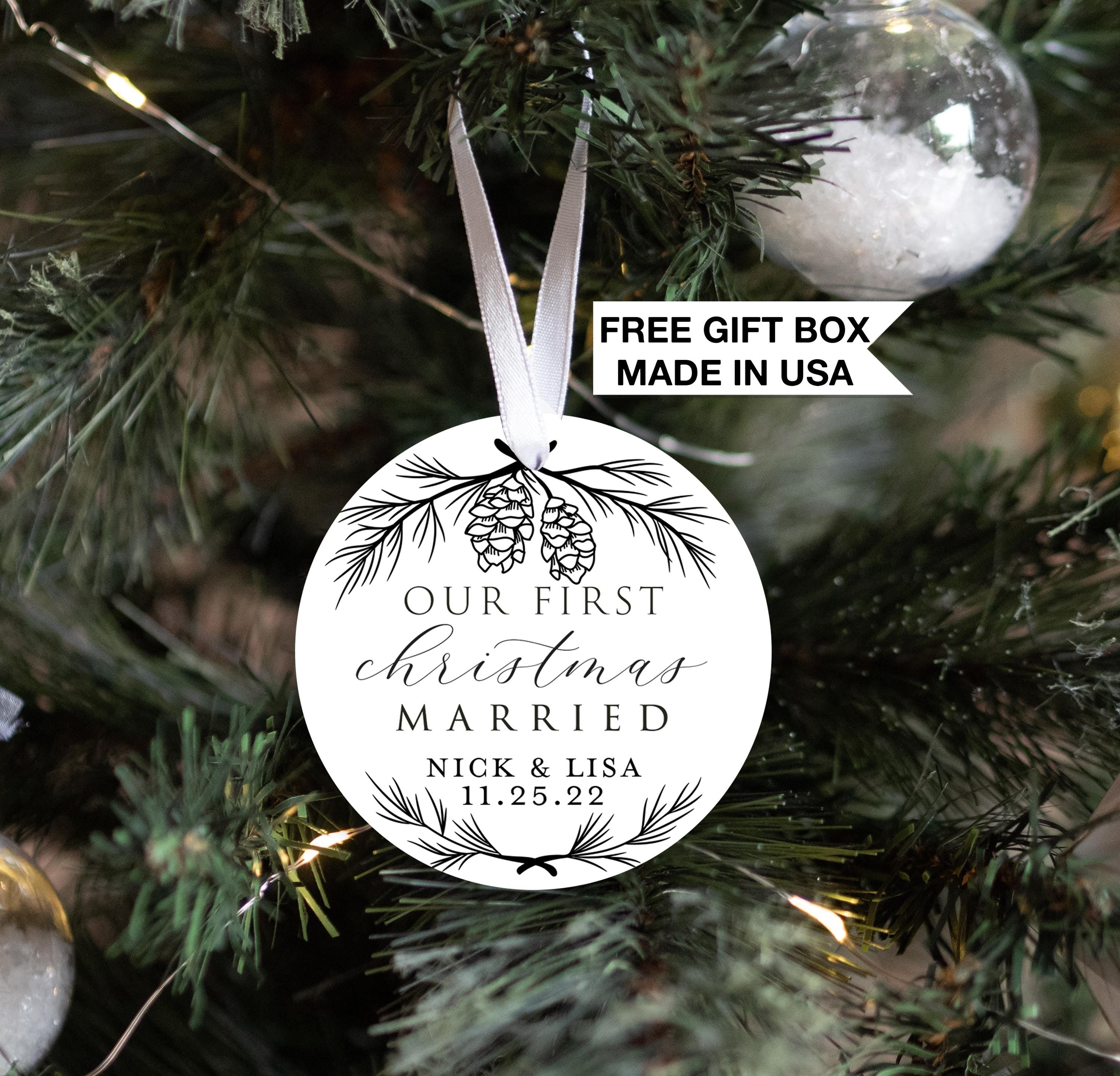 Our First Christmas Ornament, Personalized Married Couple Keepsake