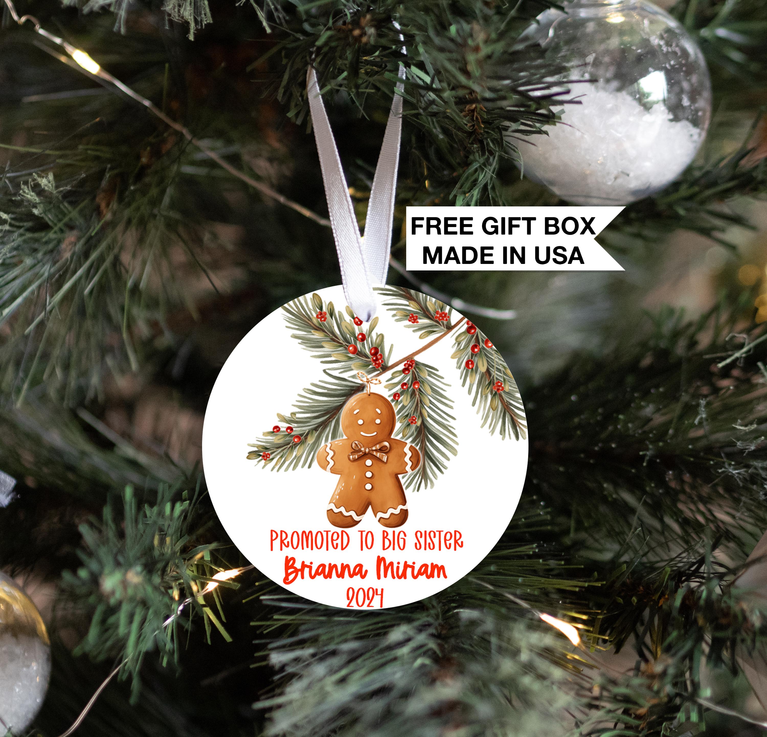 Promoted to Big Sister Brother Christmas Ornament, Gingerbread Ornament, Sibling Announcement