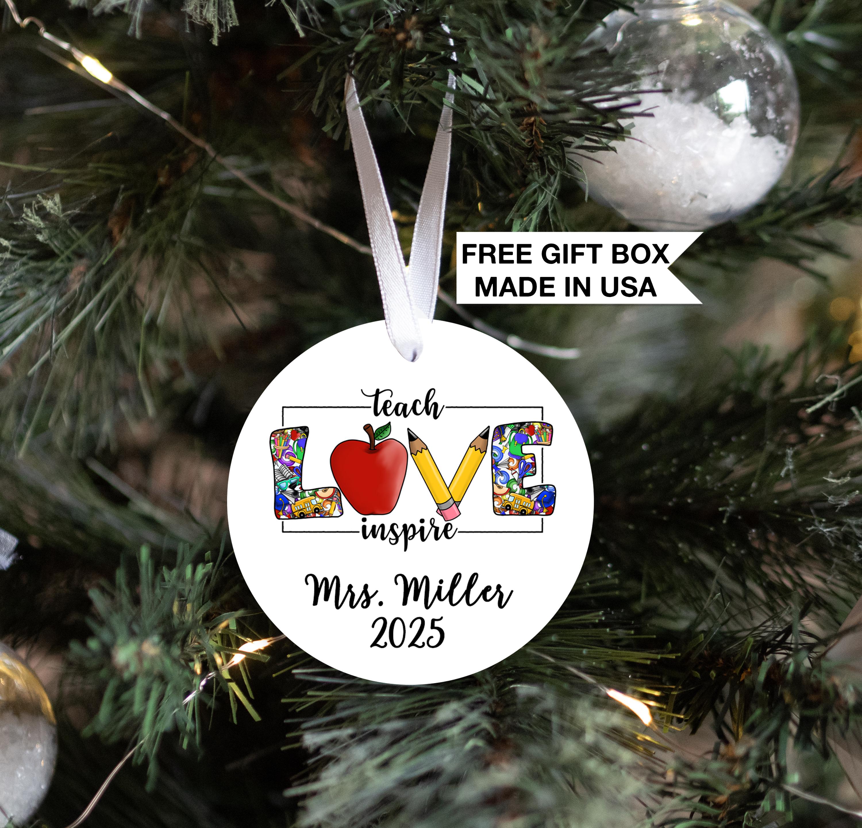 Teacher Christmas Ornament, Personalized Santa's Favorite Teacher Christmas Gift