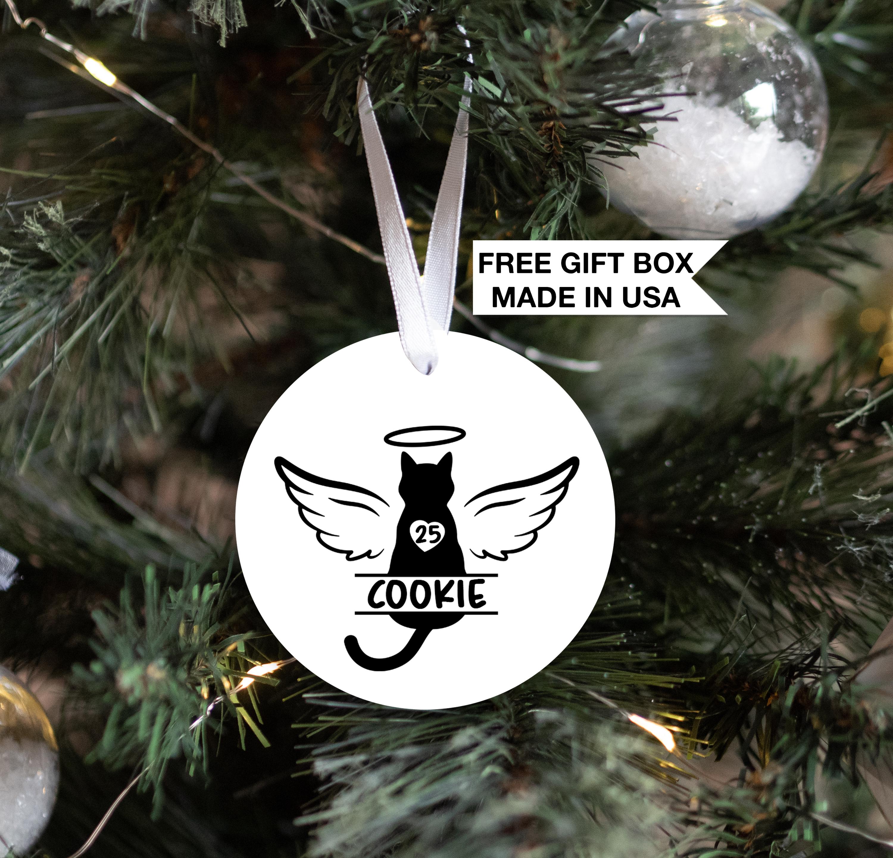 Cat Memorial Ornament, Personalized Loss of Cat Gift