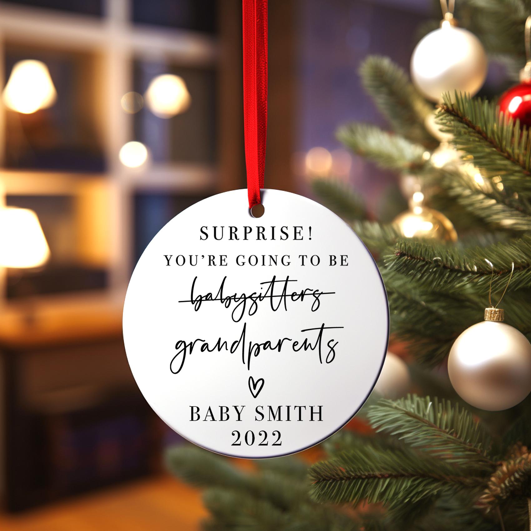 Surprise Your Going To Be Grandparents Christmas Ornament, Personalized Baby On The Way Announcement