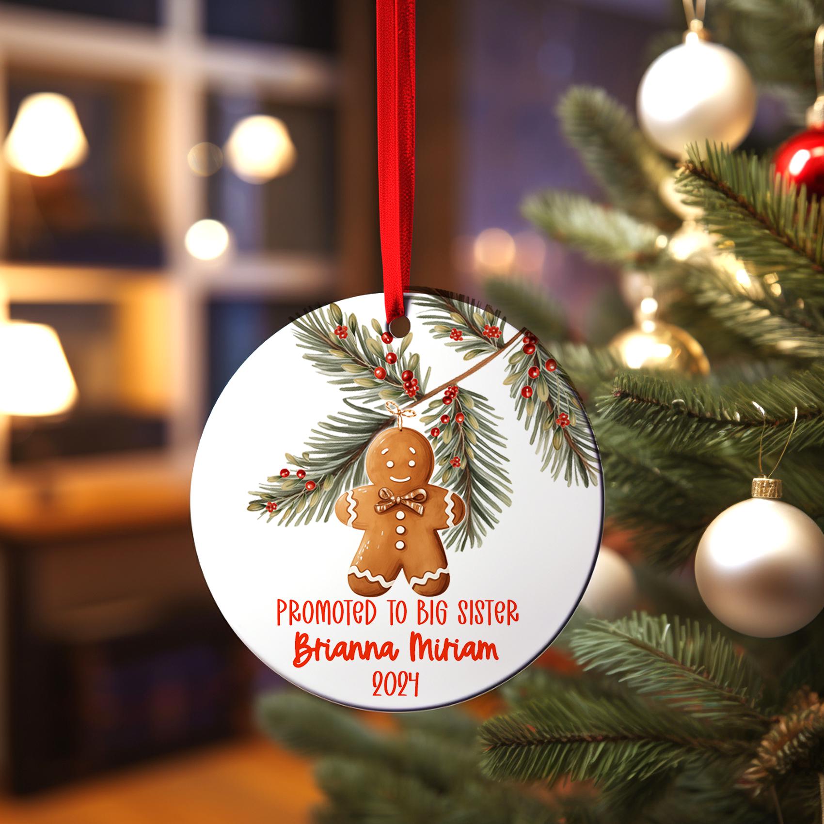 Promoted to Big Sister Brother Christmas Ornament, Gingerbread Ornament, Sibling Announcement