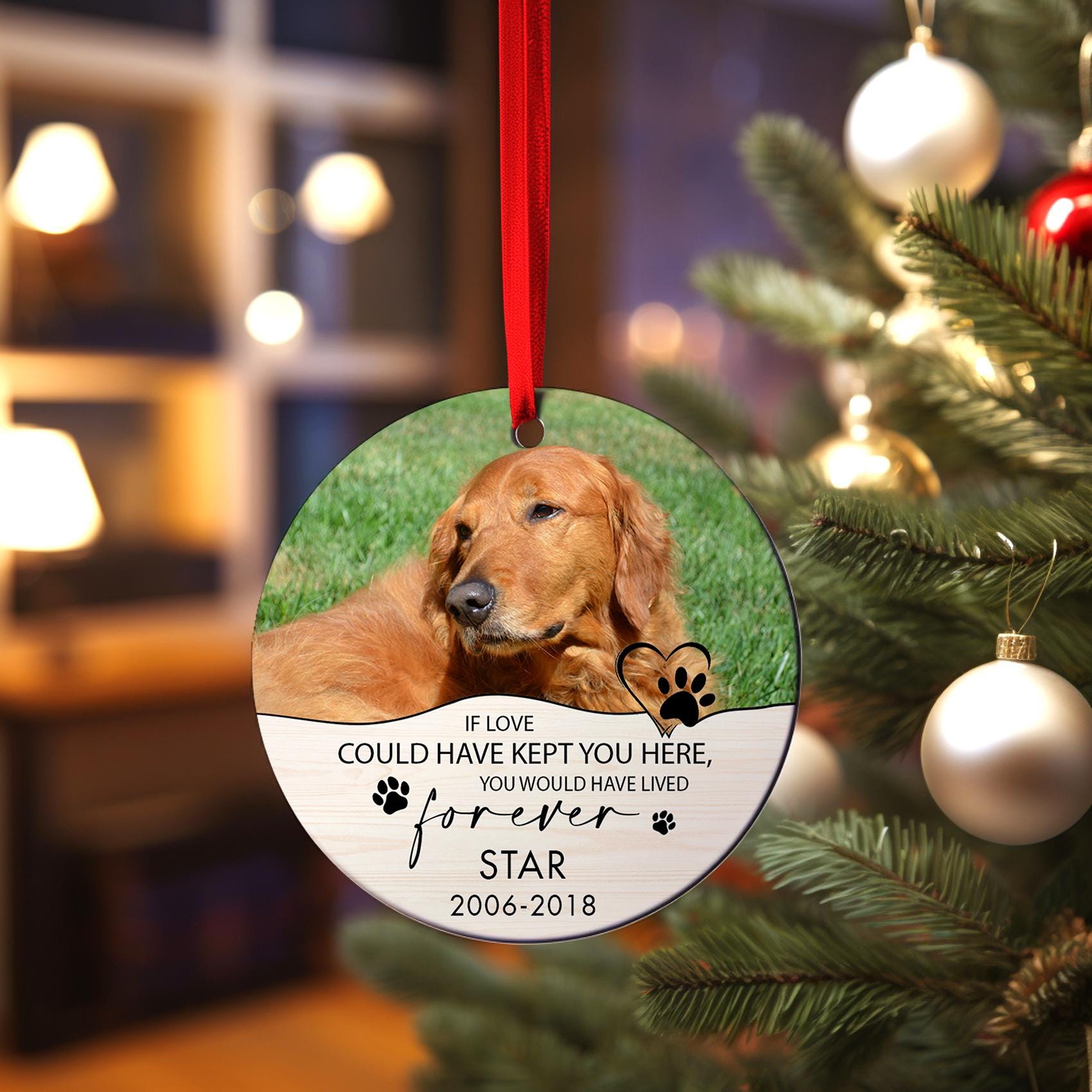 Pet Memorial Ornament, Dog Forever Loved Remembrance, Pet Loss Gift, In Loving Memory