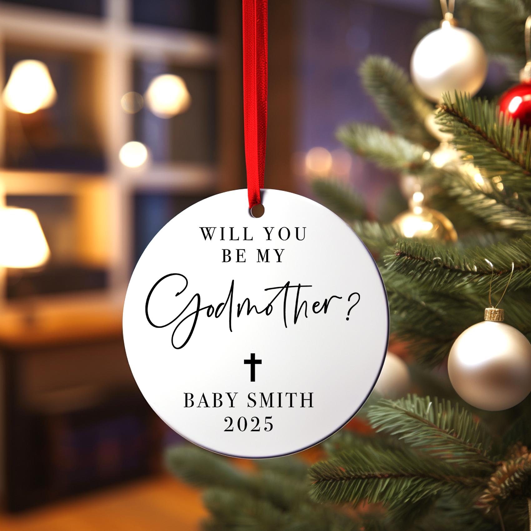 Godmother Proposal, Will You Be My Godmother Christmas Ornament, Godparent Gift