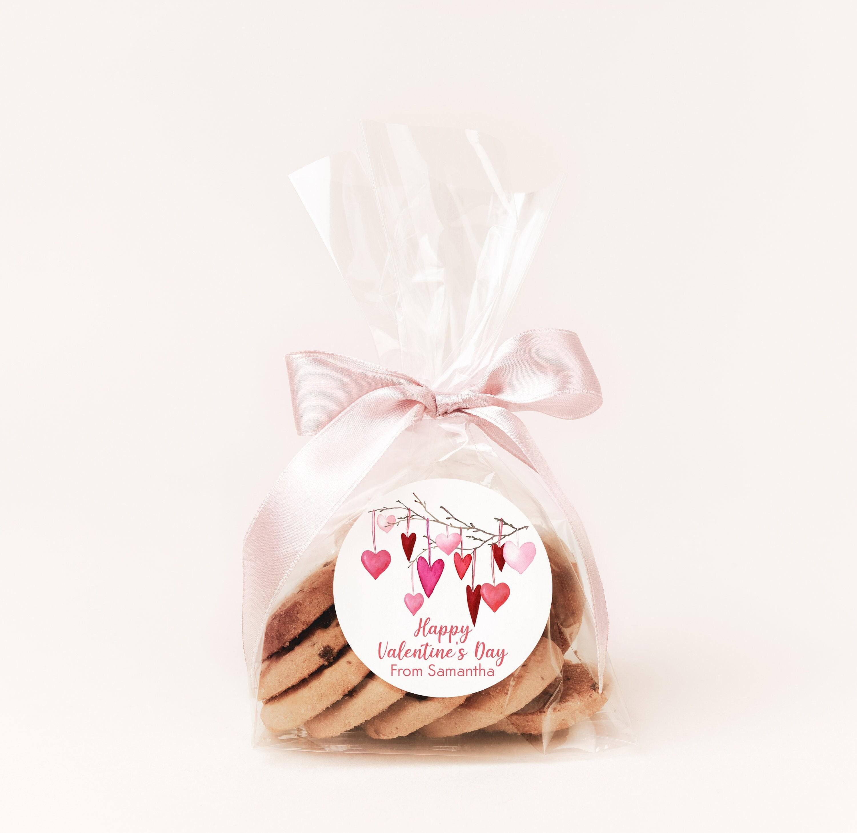 Watercolor Hearts on a branch - Happy Valentine's Day Personalized Stickers - Classroom Valentines for School