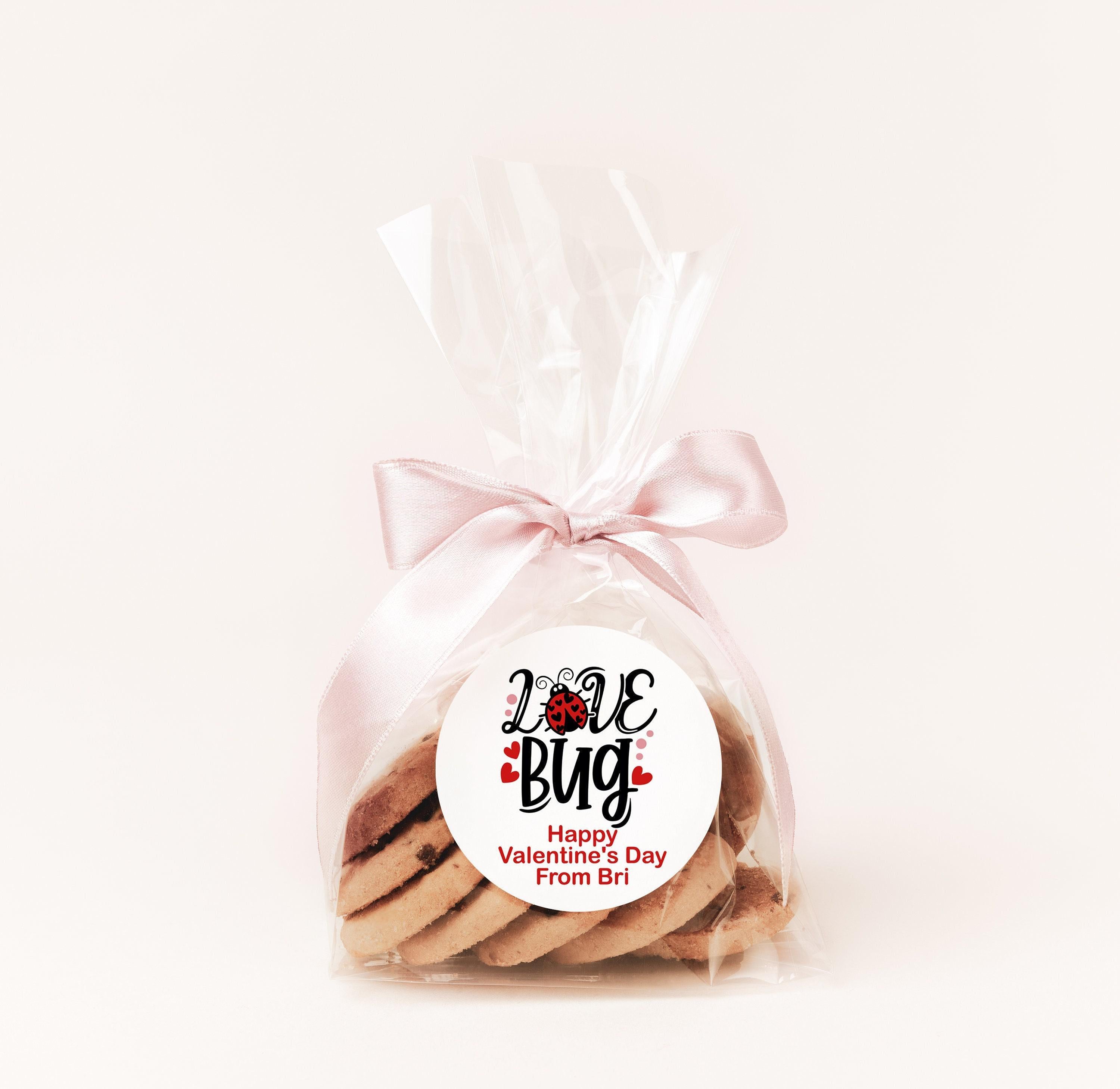 Love Bug Valentines Day Stickers - Personalized Valentine Round Sticker Labels - Classroom Valentines for School