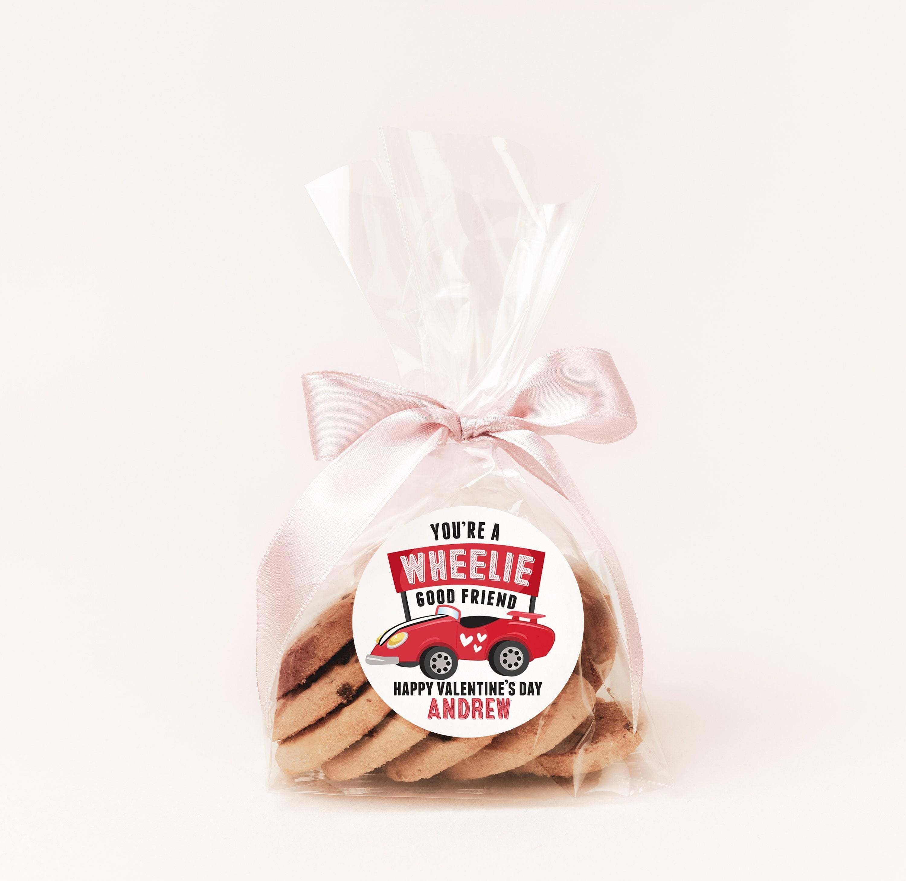 You're a wheelie good friend Valentines Day Stickers - Personalized Valentine Round Sticker Labels - Classroom Valentines for School