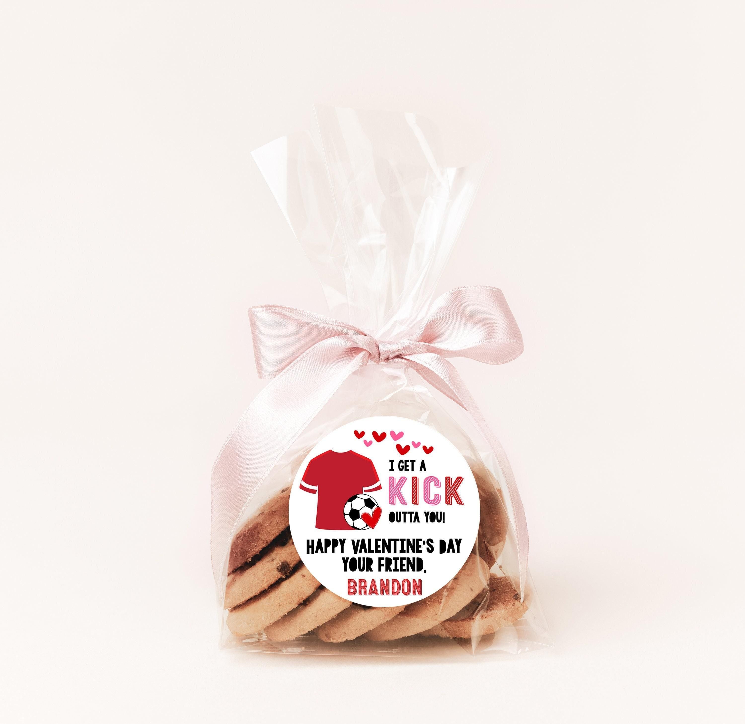 Soccer Valentines Day Stickers - Personalized Valentine Round Sticker Labels - Classroom Valentines for School- Soccer Valentines Exchange