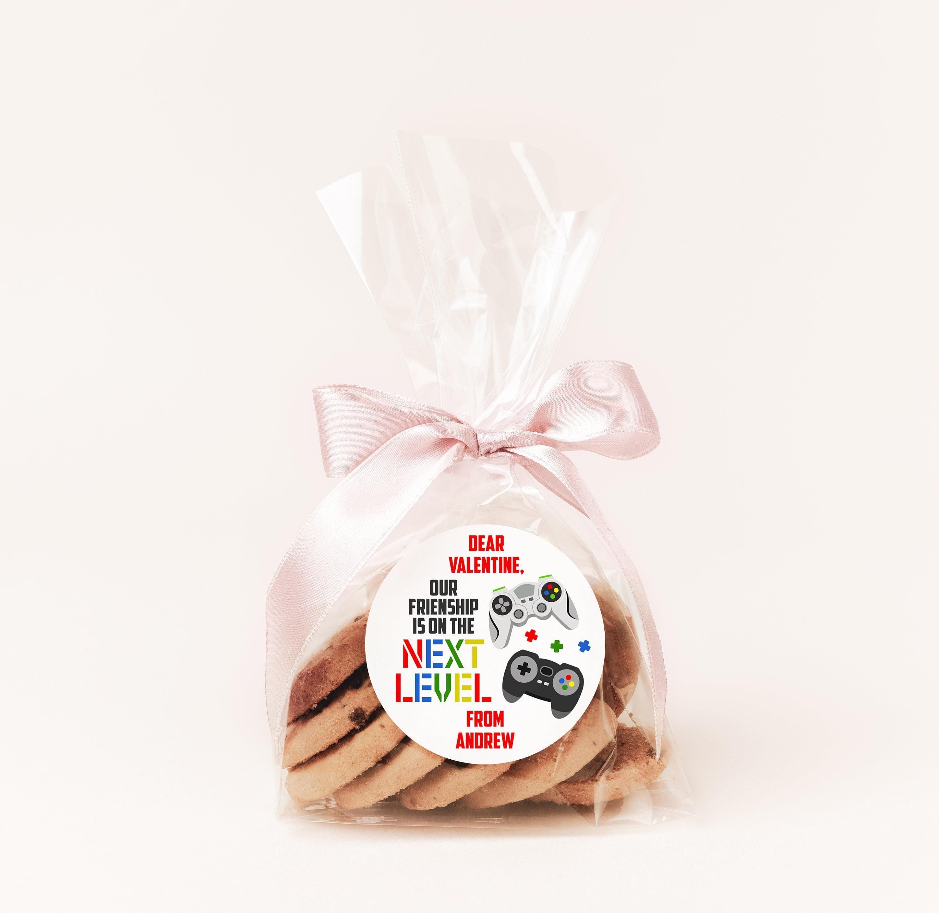 Next Level Video Gaming Valentine's Day Stickers - Personalized Valentine Round Sticker Labels - Classroom Valentines for School