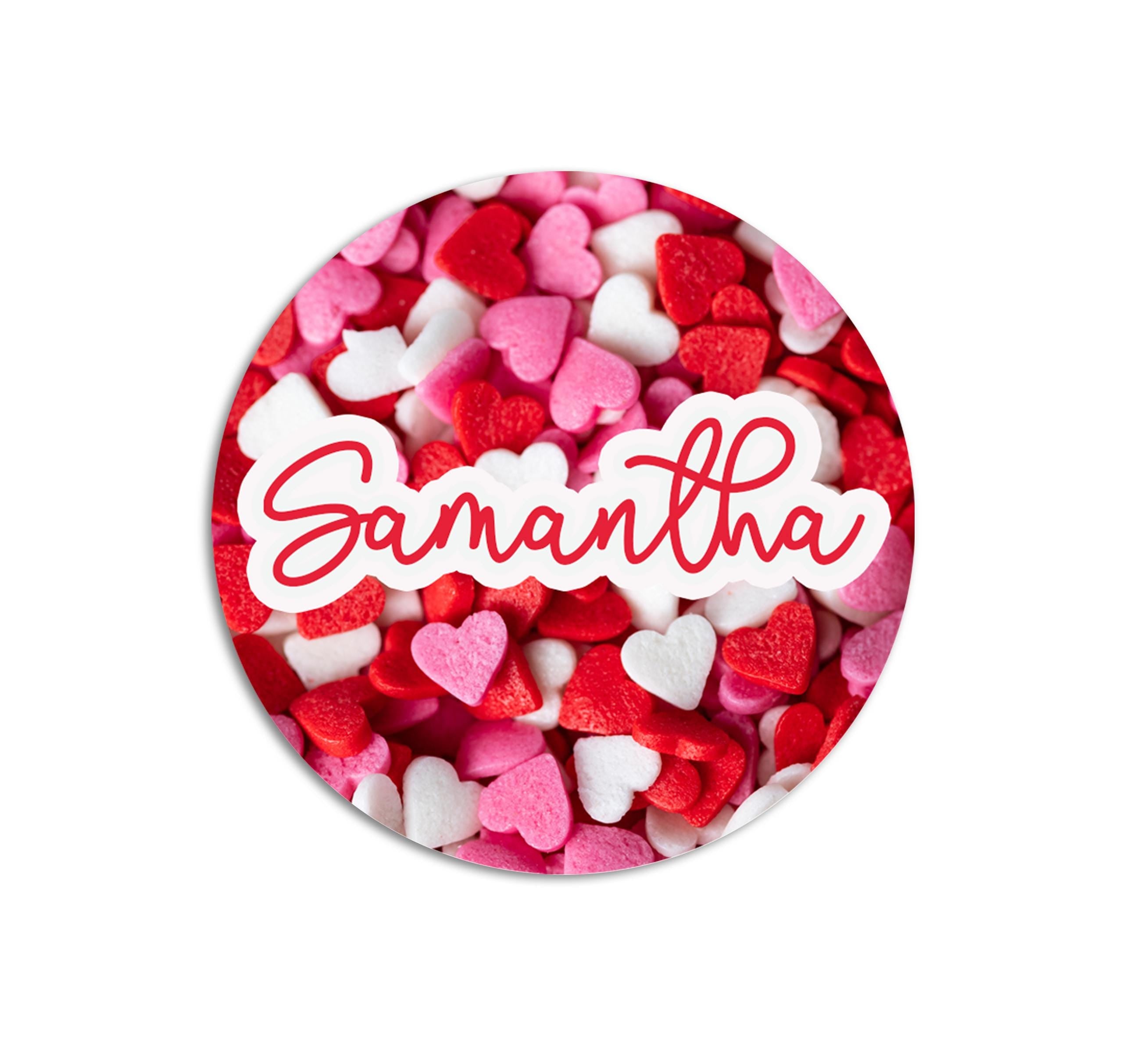 Candy Hearts Valentines Day Stickers, Personalized Valentine Round Labels, Classroom Valentines for School, Valentine Treat Bags