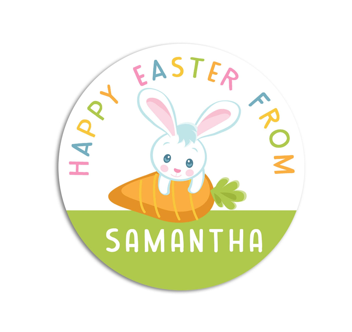 Easter Stickers, Easter Bunny & Carrot, Personalized Easter Stickers, Kids Easter Treat Bags, Easter Labels for Favors, Easter Classroom