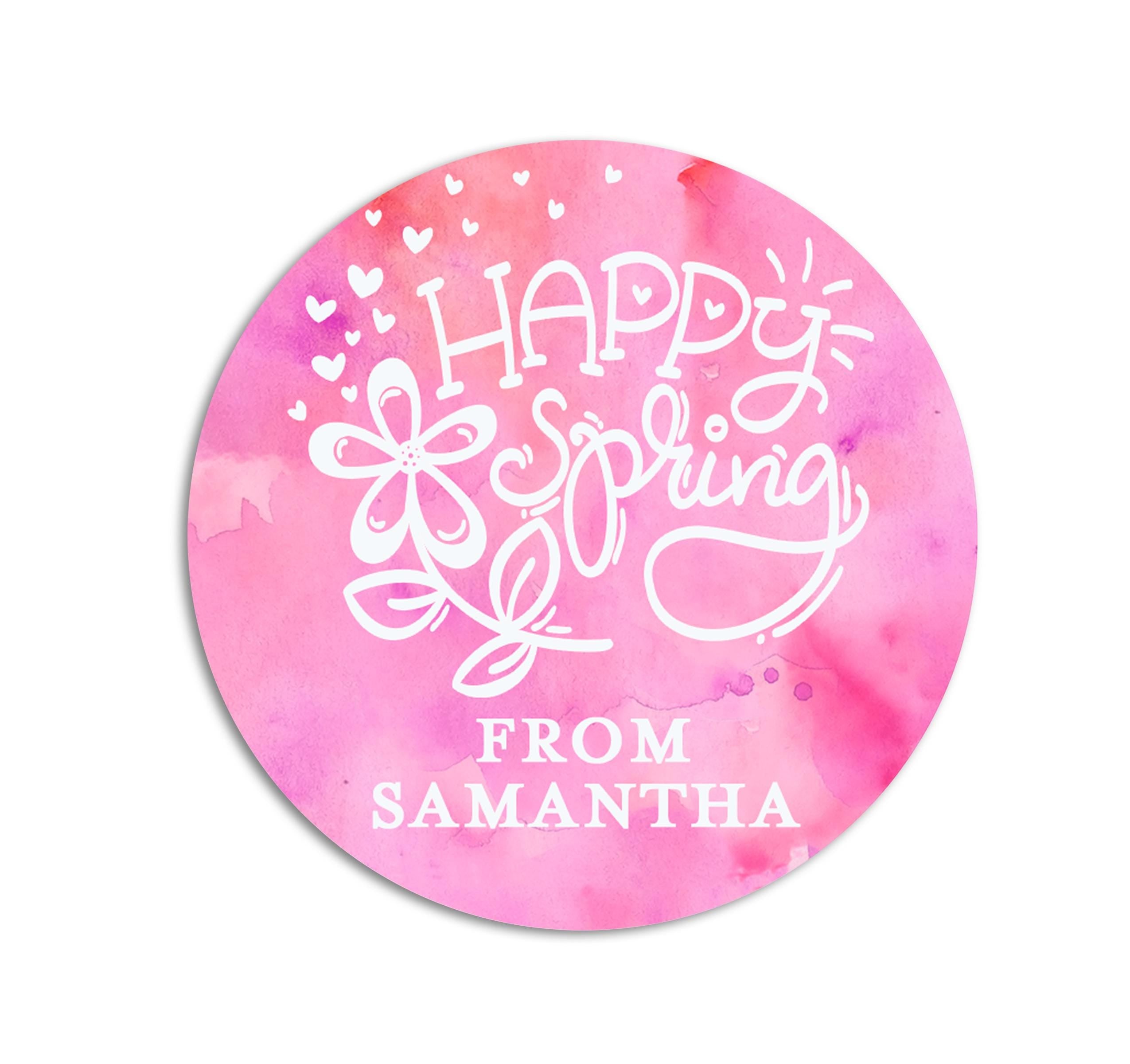 Easter Stickers, Happy Spring Pink, Personalized Easter Stickers, Kids Easter Treat Bags, Easter Labels for Favors, Easter Classroom