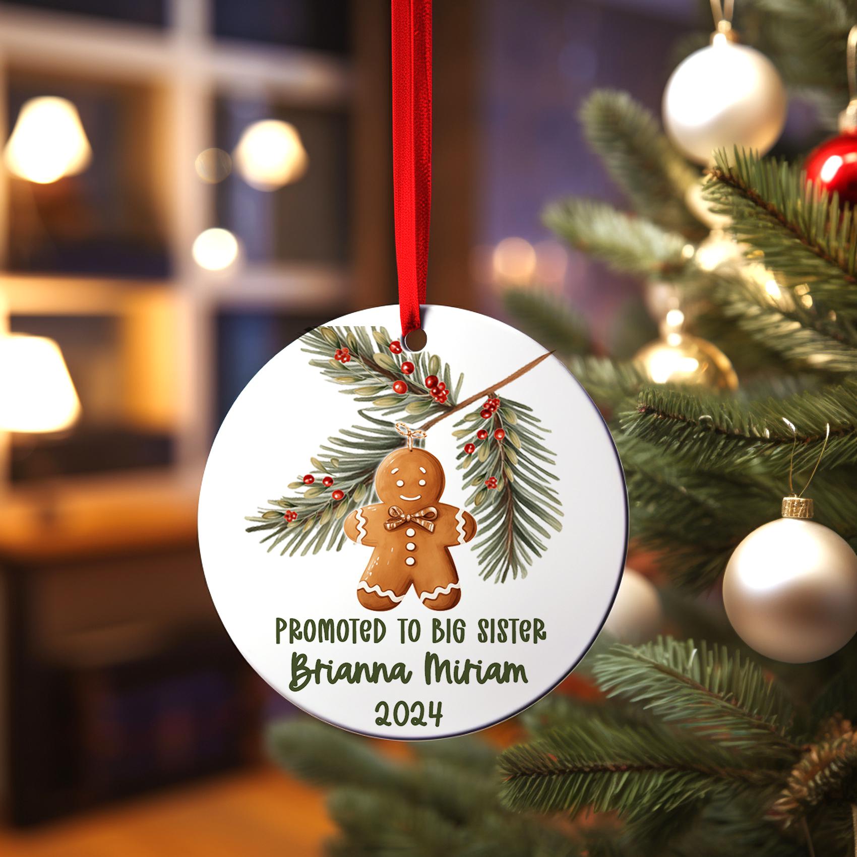 Promoted to Big Sister Brother Christmas Ornament, Gingerbread Ornament, Sibling Announcement