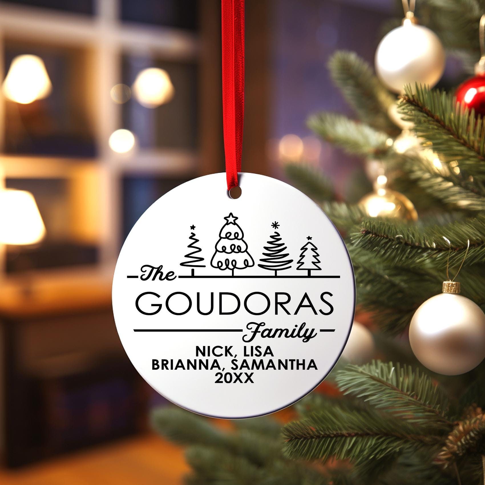 Family Christmas Ornament, Personalized Custom Family Keepsake