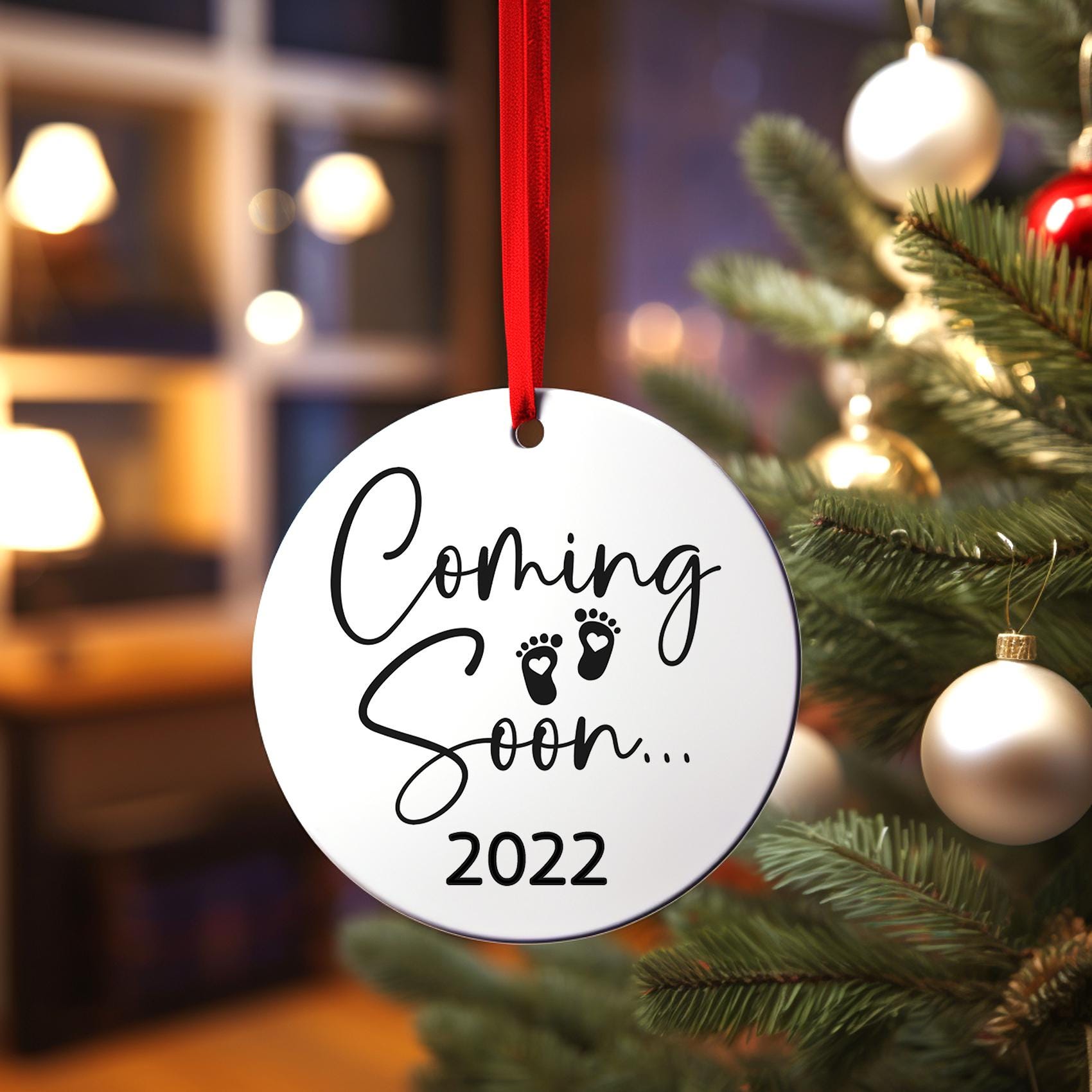 Baby on the Way Christmas Ornament, Personalized Coming Soon Birth Announcement