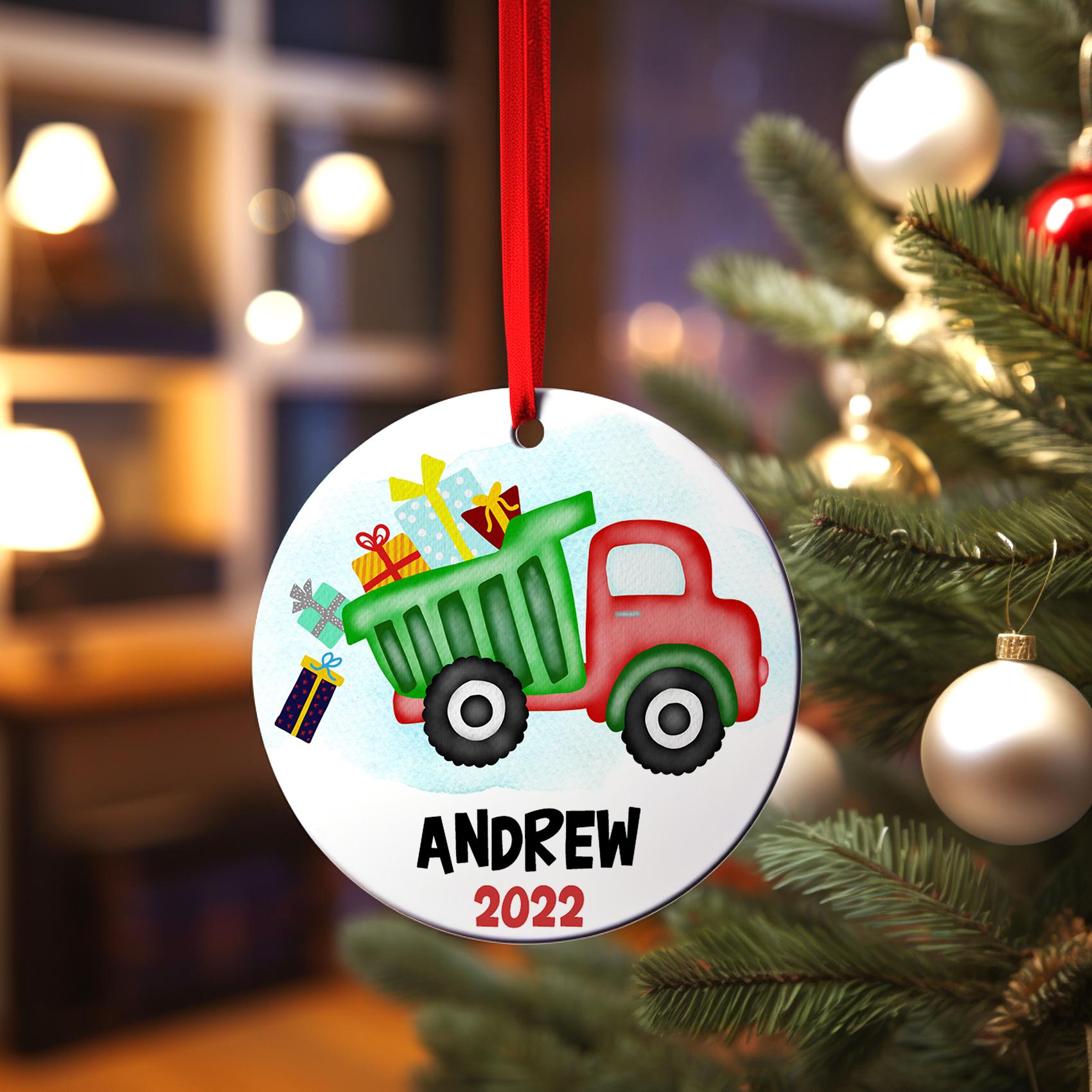 Baby First Christmas Dump Truck, Personalized  Baby's 1st Christmas Ornament