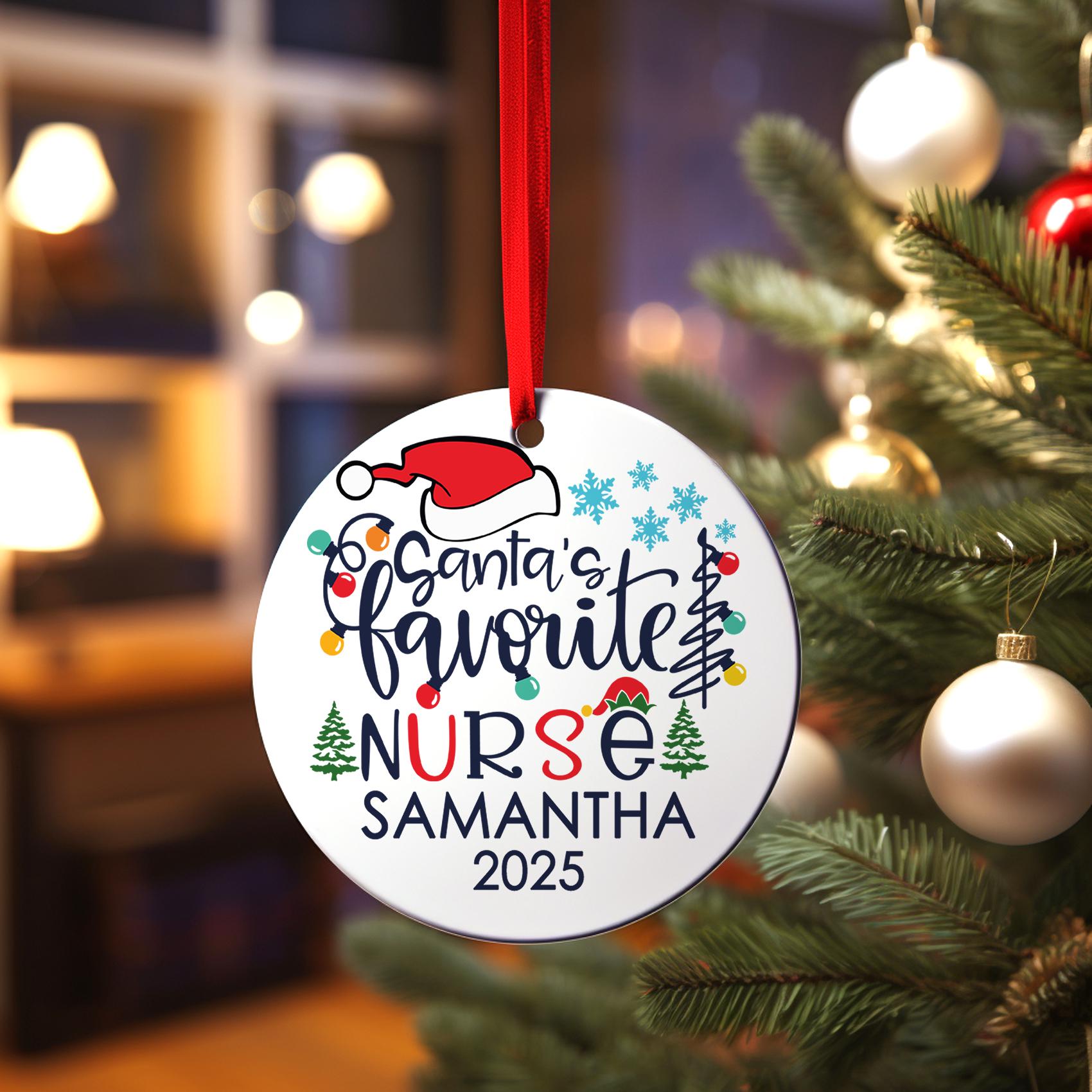Medical Nurse Ornament, Personalized Santa's Favorite Nurse Appreciation Gift