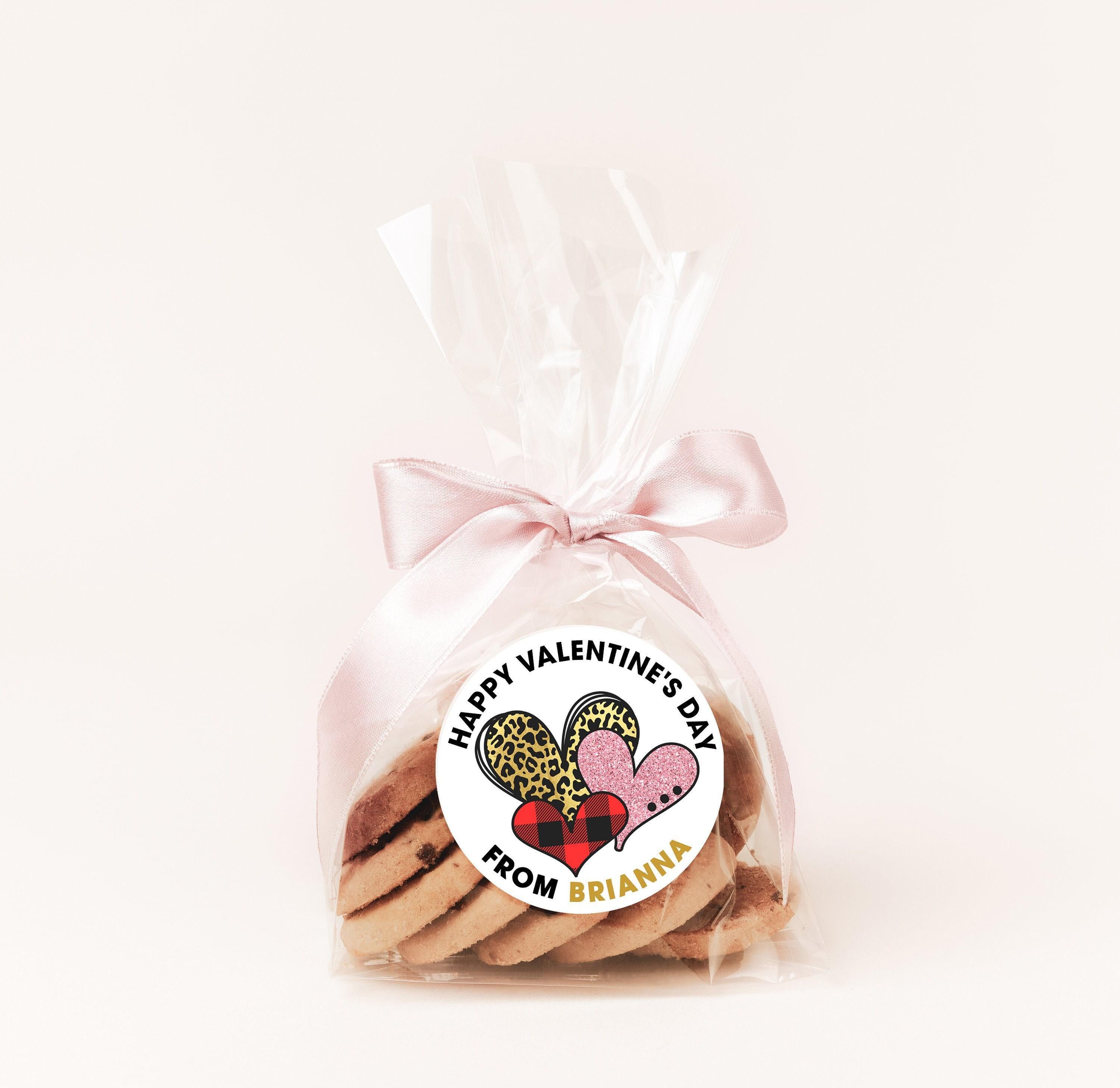 Plaid Hearts Valentine's Day Stickers - Personalized Valentine Round Sticker Labels - Classroom Valentines for School