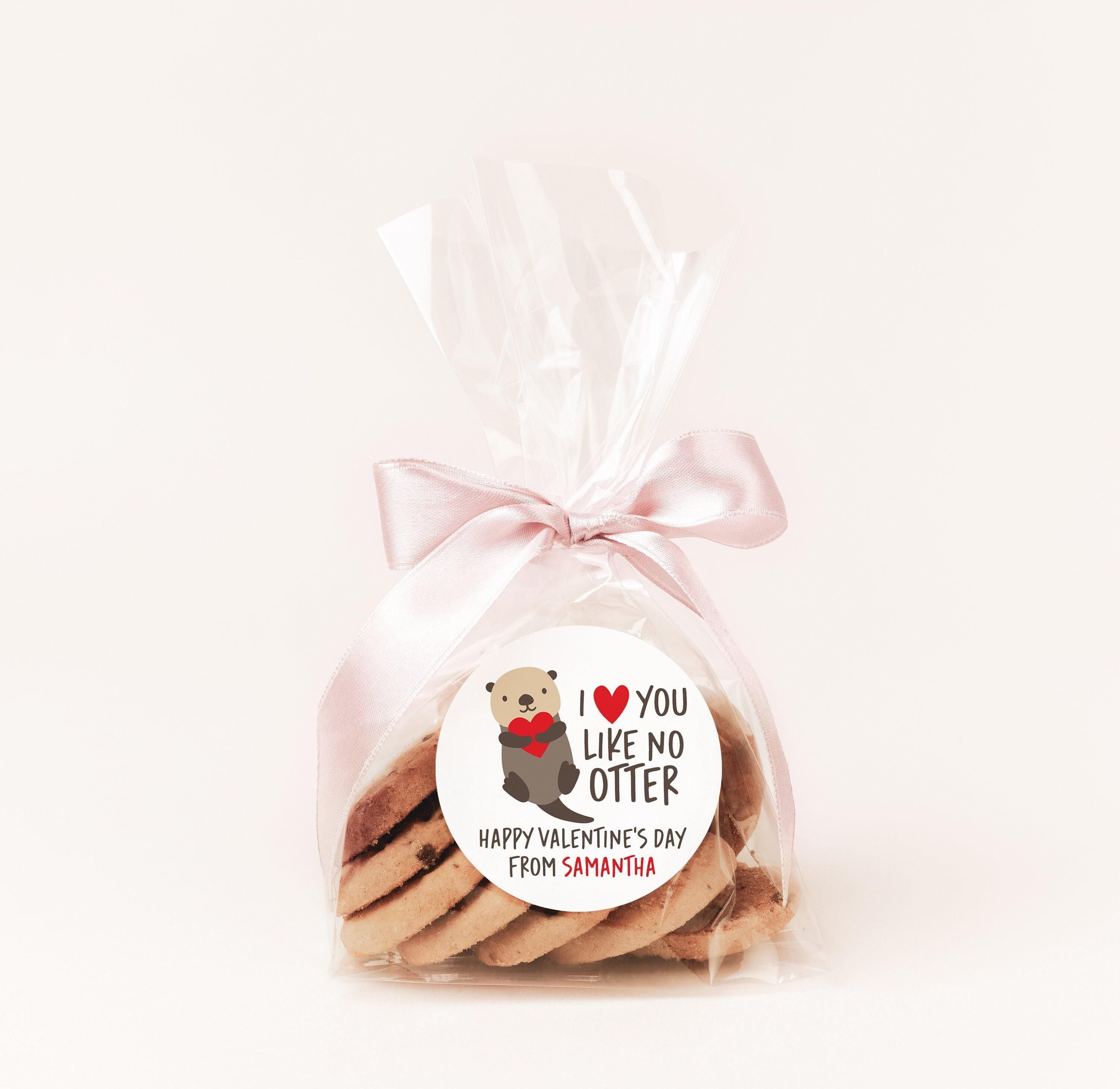 I Love You Like OTTER Valentines Day Stickers - Personalized Valentine Round Sticker Labels - Classroom Valentines for School