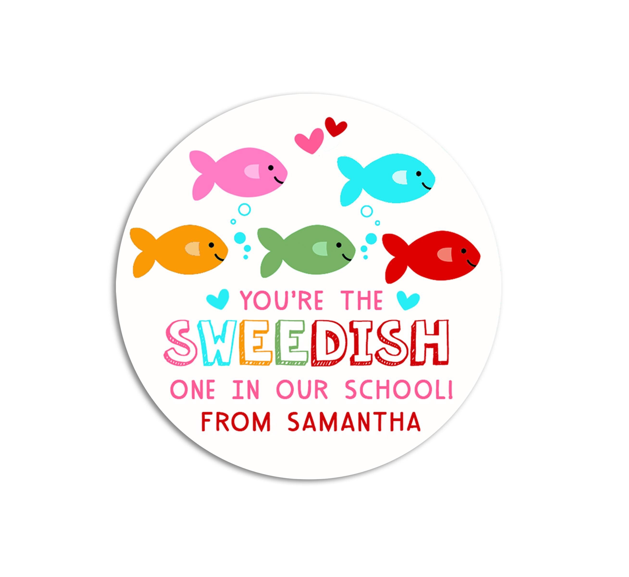 Your the Sweedish one in our school Valentines Day Stickers - Personalized Valentine Round Sticker Labels - Classroom Valentines for School