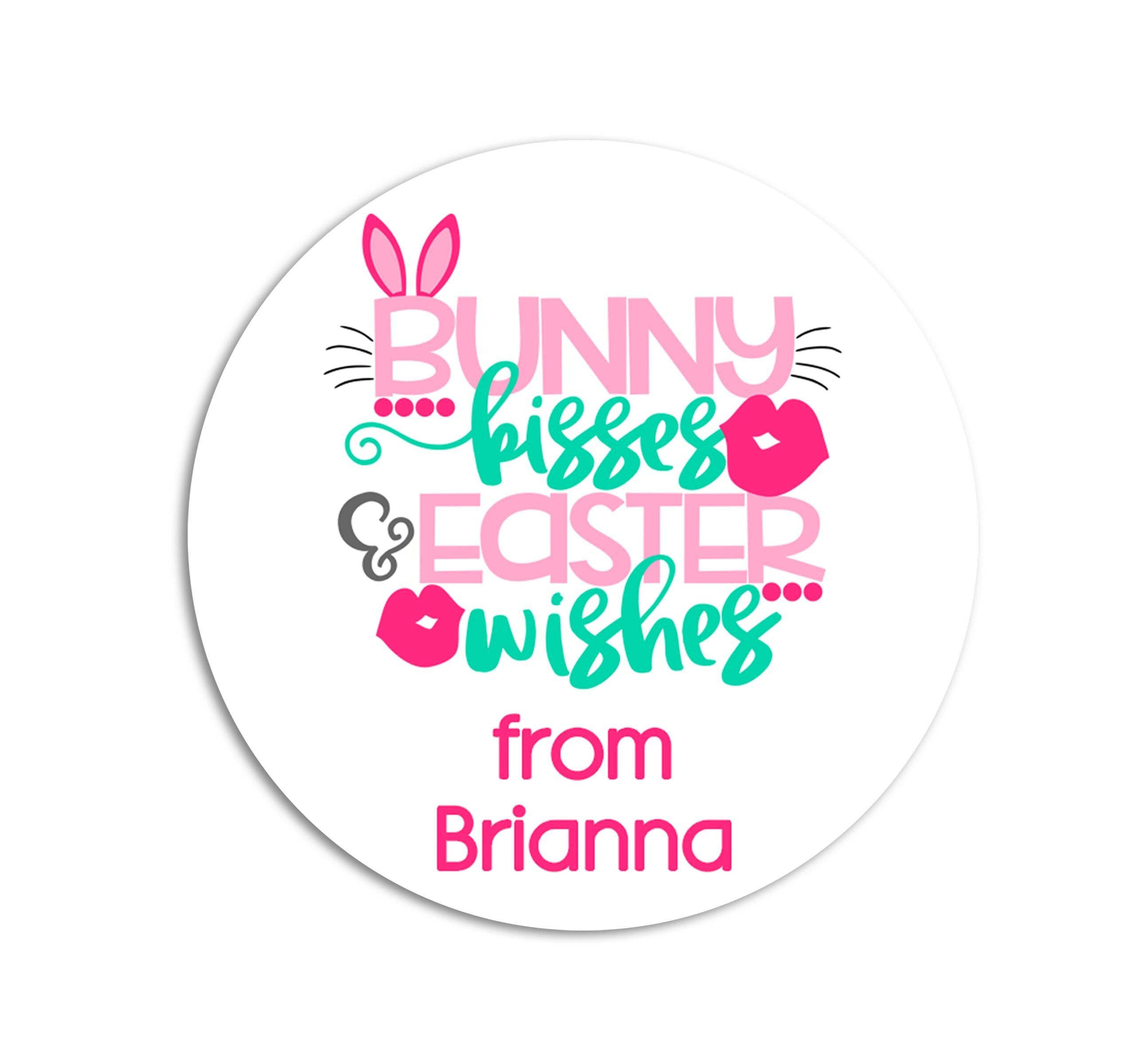 Easter Stickers, Bunny Kisses & Easter, Personalized Easter Stickers, Kids Easter Treat Bags, Easter Labels for Favors, Easter Classroom