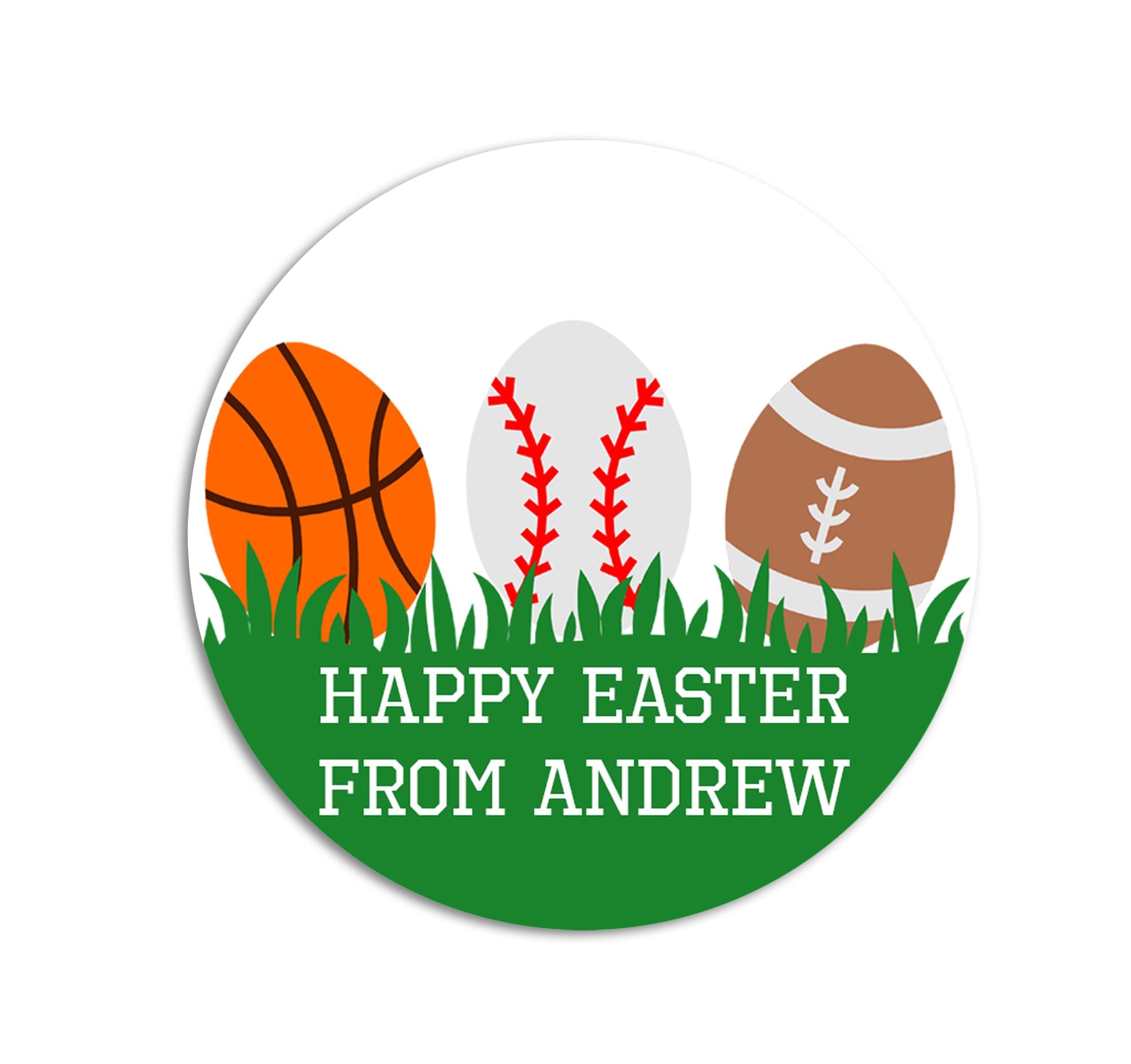 Easter Stickers, Easter Sport Eggs, Personalized Easter Stickers, Kids Easter Treat Bags, Easter Labels for Favors, Easter Classroom