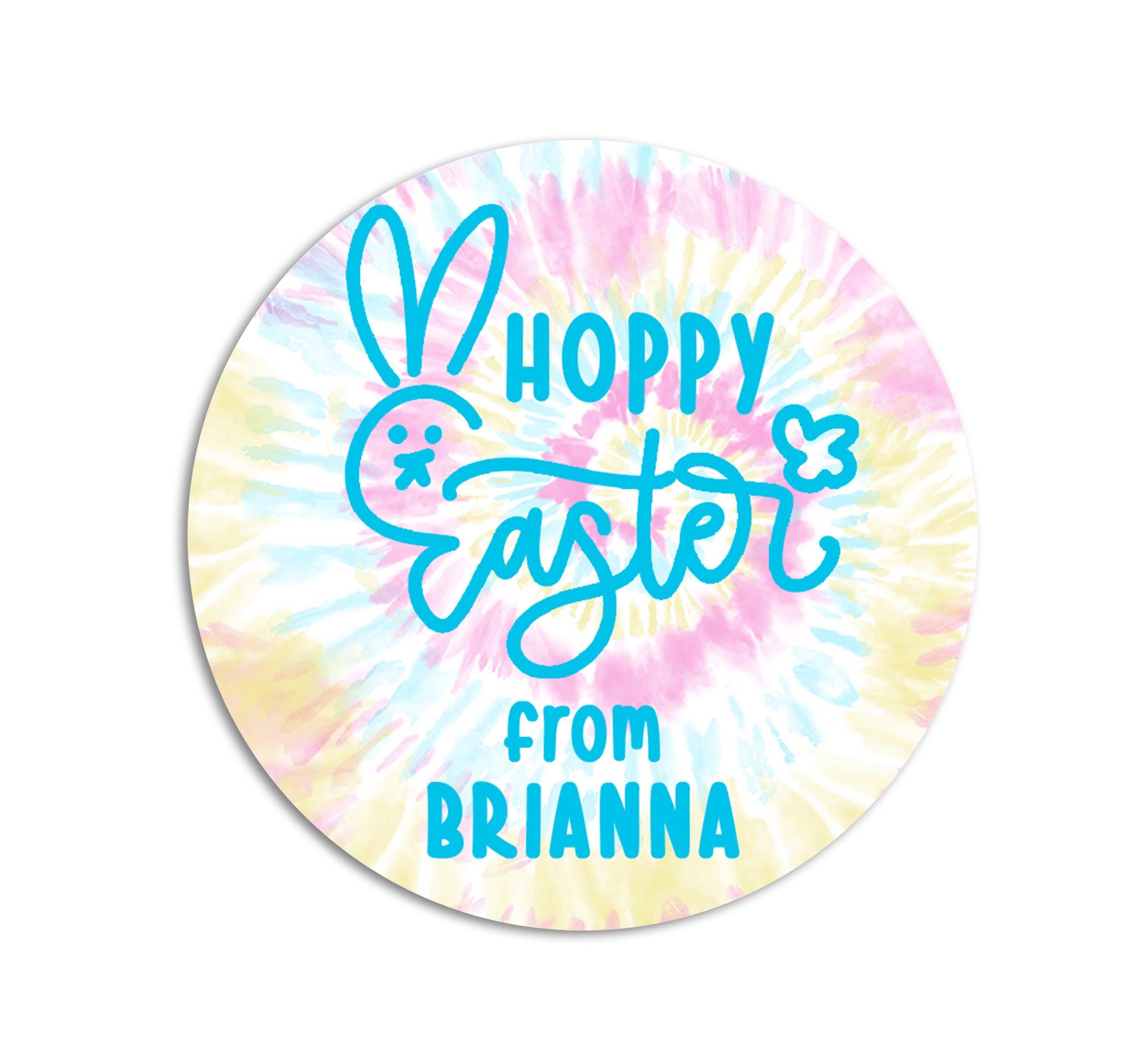 Easter Stickers, HOPPY Easter Tie Dye, Personalized Easter Stickers, Kids Easter Treat Bags, Easter Labels for Favors, Easter Classroom