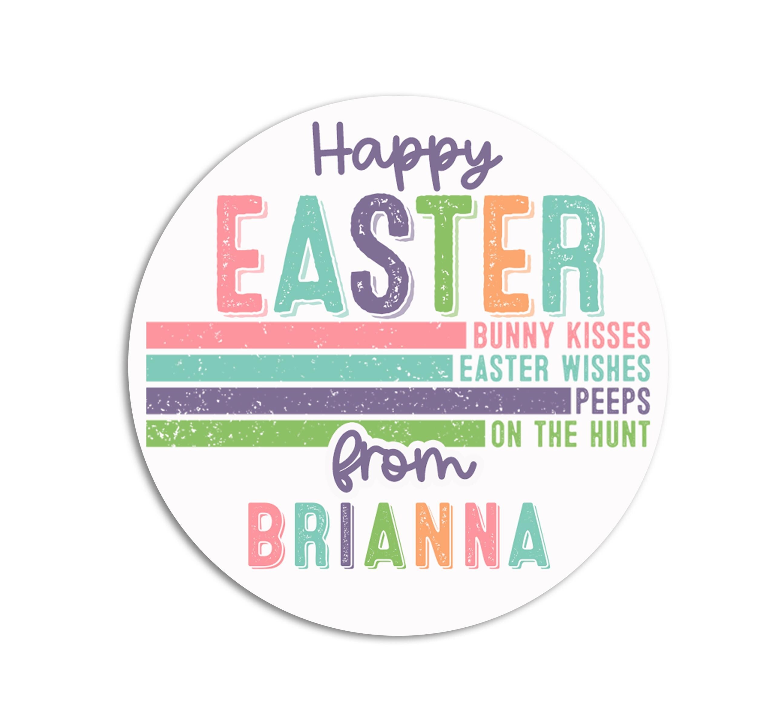 Easter Stickers Bunny Kiss Easter Wishes Personalized Easter Stickers, Kids Easter Treat Bags, Easter Labels for Favors, Classroom Gifts