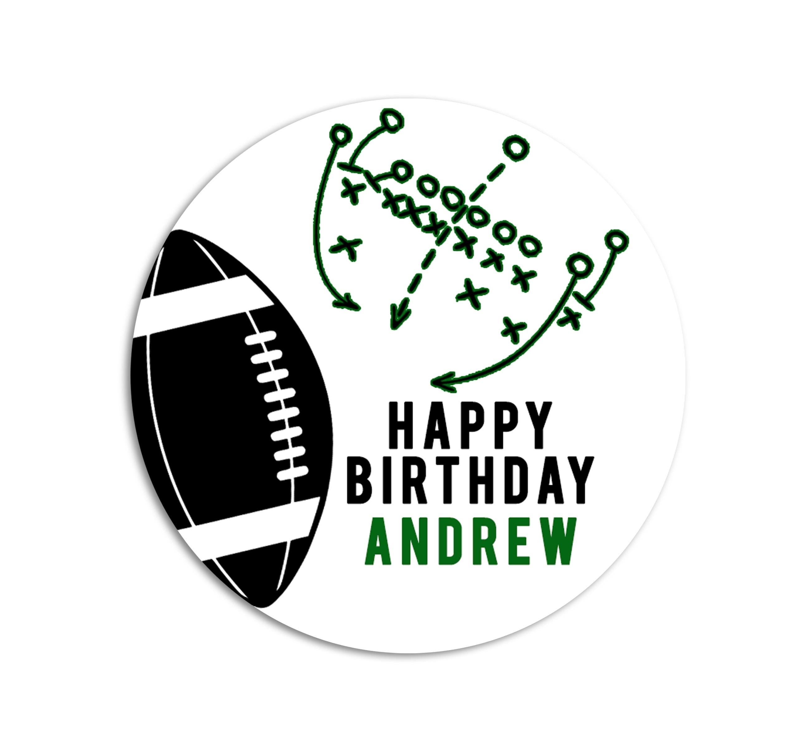 Football Birthday Stickers, Personalized Birthday Round Labels
