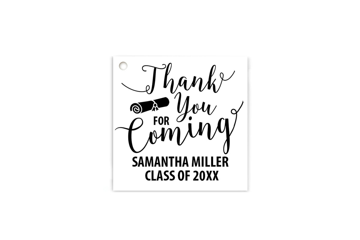 Personalized Graduation Favor Tags, Thank You For Coming Diploma, Class of 2026