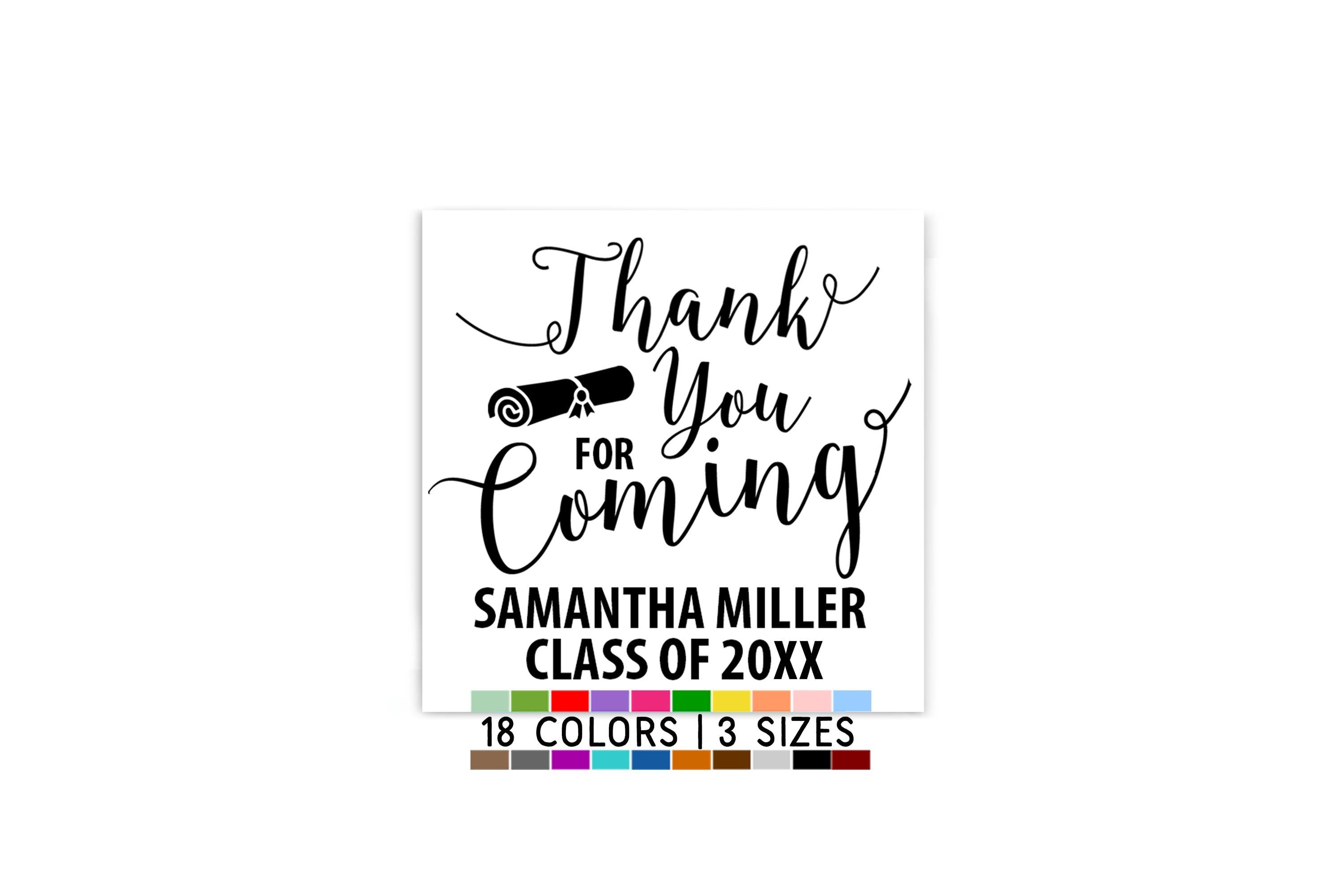 Personalized Graduation Favor Stickers, Thank You For Coming Grad Square Labels, Class of 2026