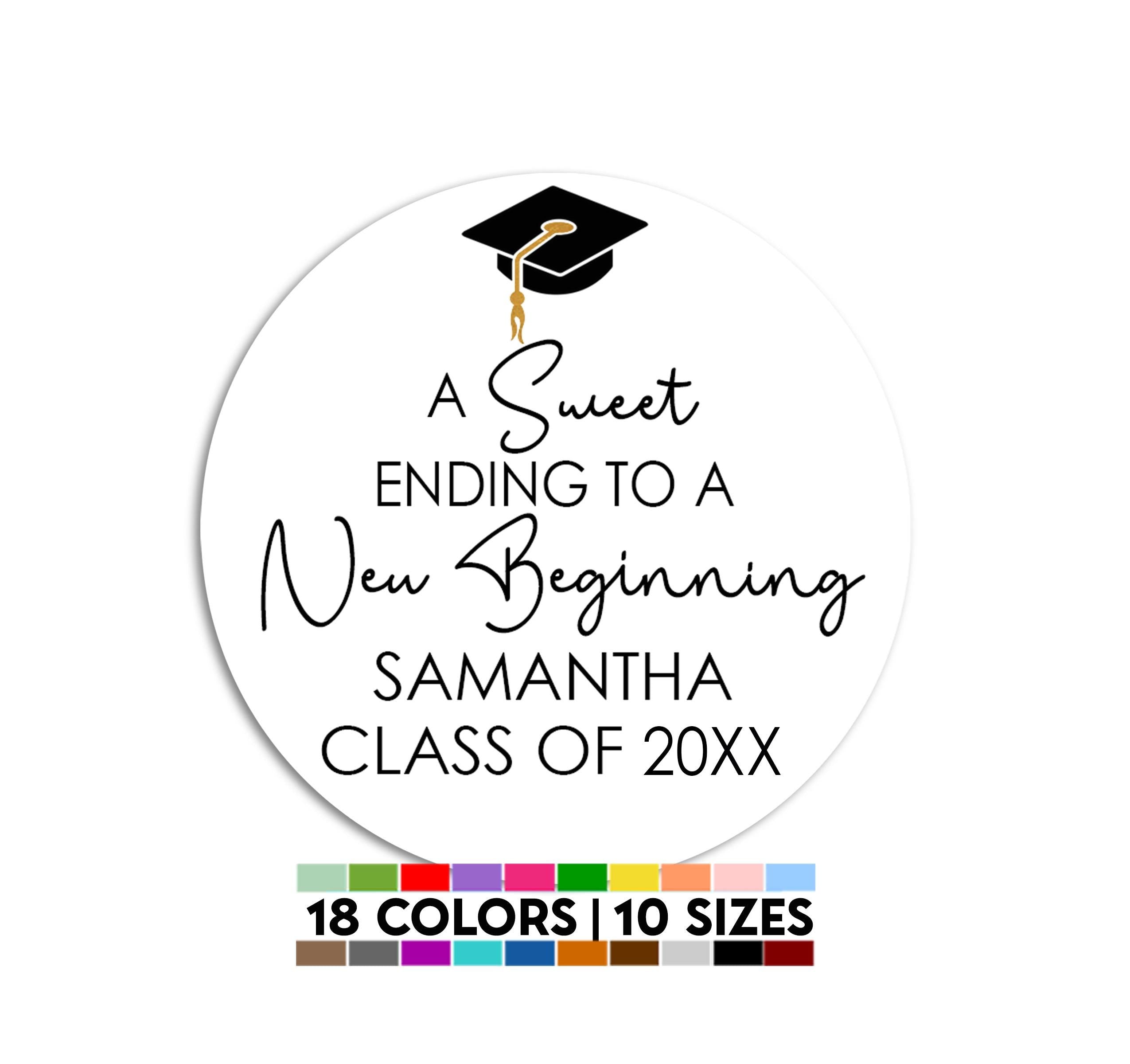 A Sweet Ending to a New Beginning Stickers, Graduation Party Thank You Stickers, Grad Thank You Stickers with Cap, Graduation Class of 2026