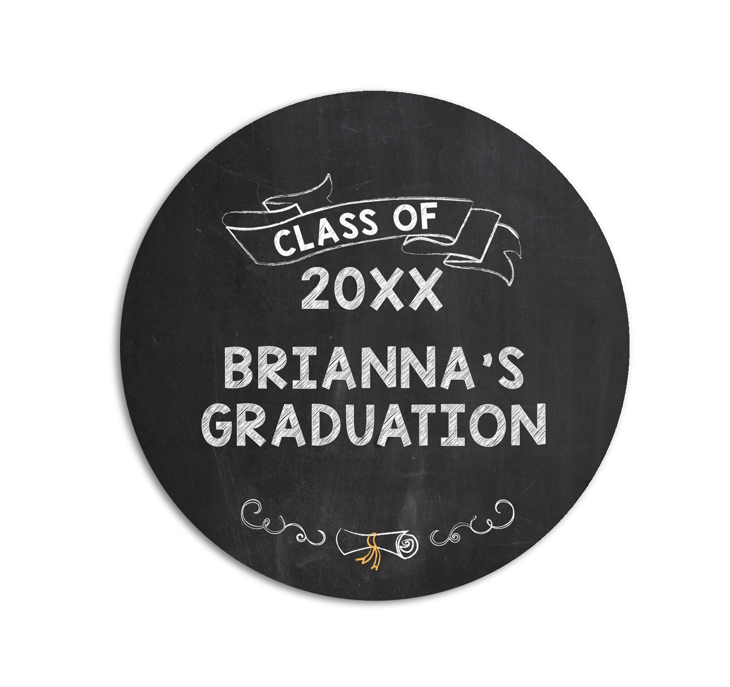 Personalized Chalkboard Graduation Stickers, Class of 2026, Grad Party Favor Labels