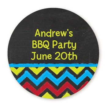 Chevron Chalk Birthday Party Favor Stickers, Happy Birthday Labels, Custom Birthday Party Favor Labels, Personalized Round Stickers