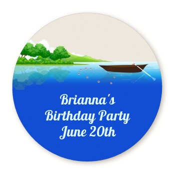 Gone Fishing Birthday Party Favor Stickers, Happy Birthday Labels, Custom Birthday Party Favor Labels, Personalized Round Stickers