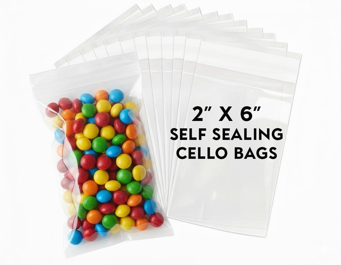 Add on for Stickers: Clear Cello Bags, Self Sealing, Favor Bags, Treat Bag