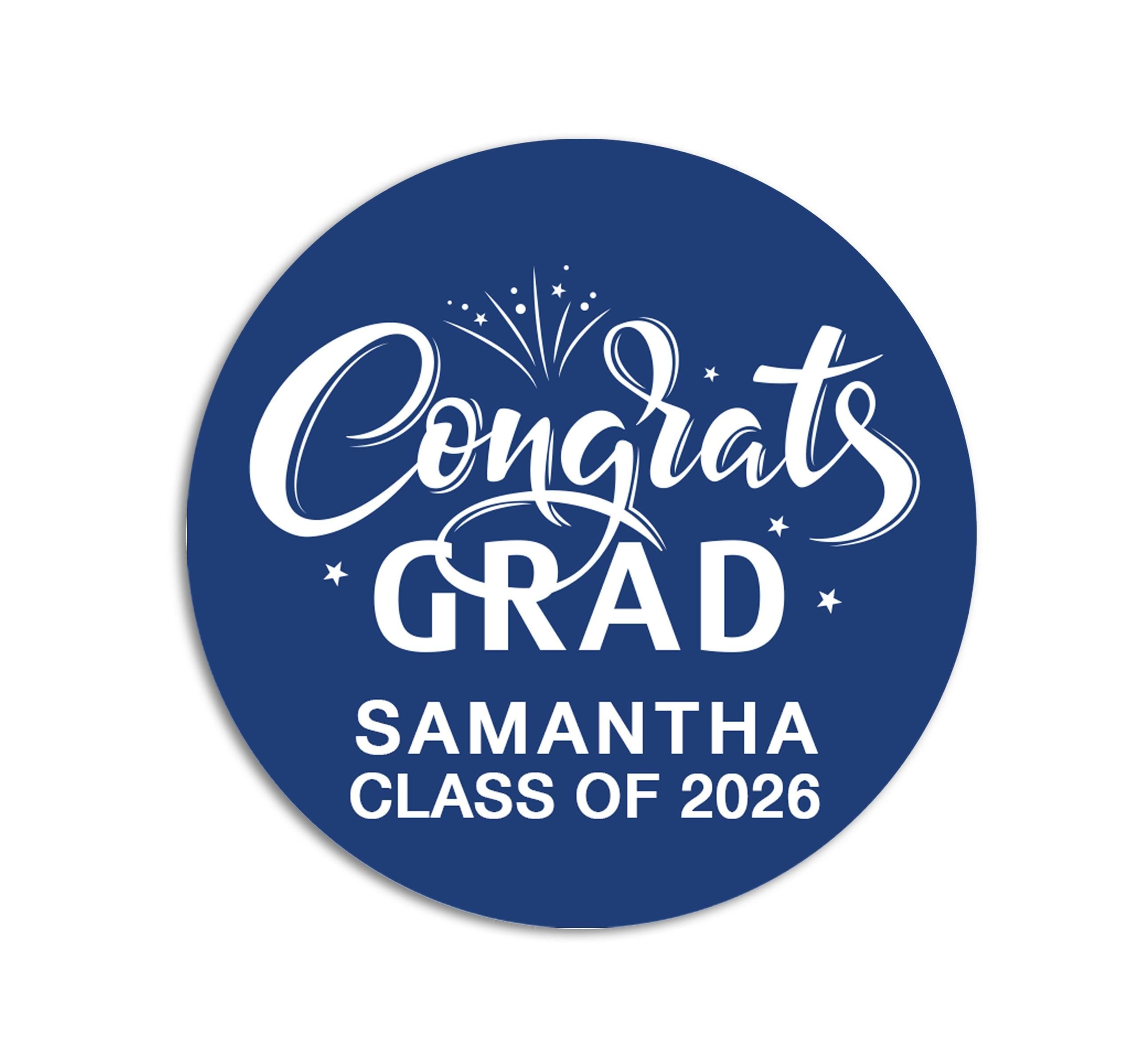 Congrats Grad Sticker, Personalized Graduation Stickers, Class of 2026, Graduate Party Labels