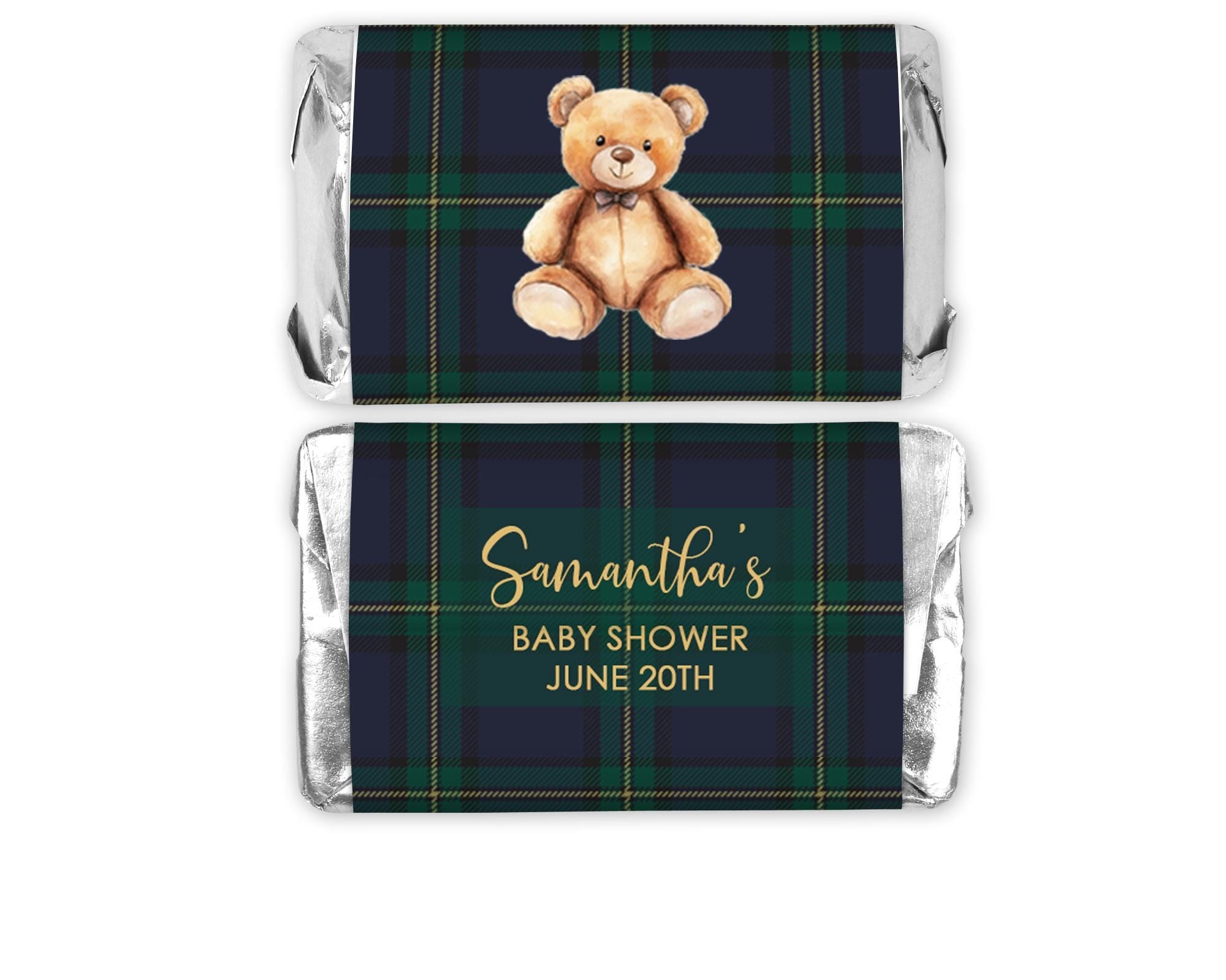 Teddy Bear Baby Shower Thank You Cards, Personalized Tartan Plaid Stationary
