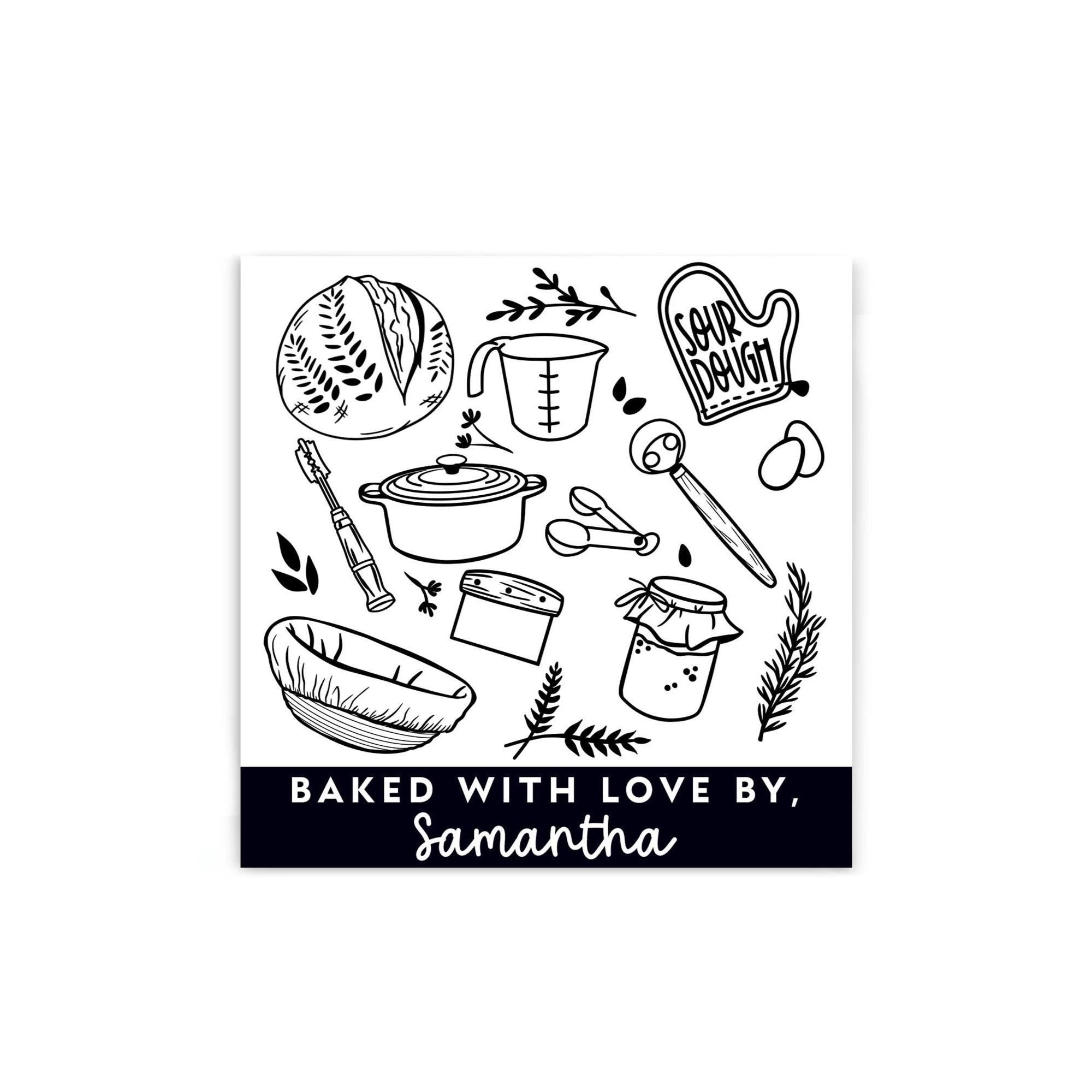 Personalized Sourdough Stickers, Homemade Bread, Baked Goods Label, Made with Love, Small Business Bakery