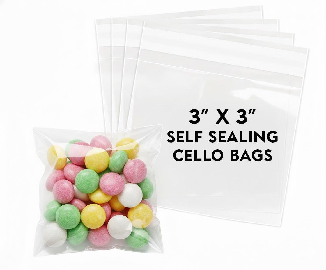 Add on for Stickers: Clear Cello Bags, Self Sealing, Favor Bags, Treat Bag