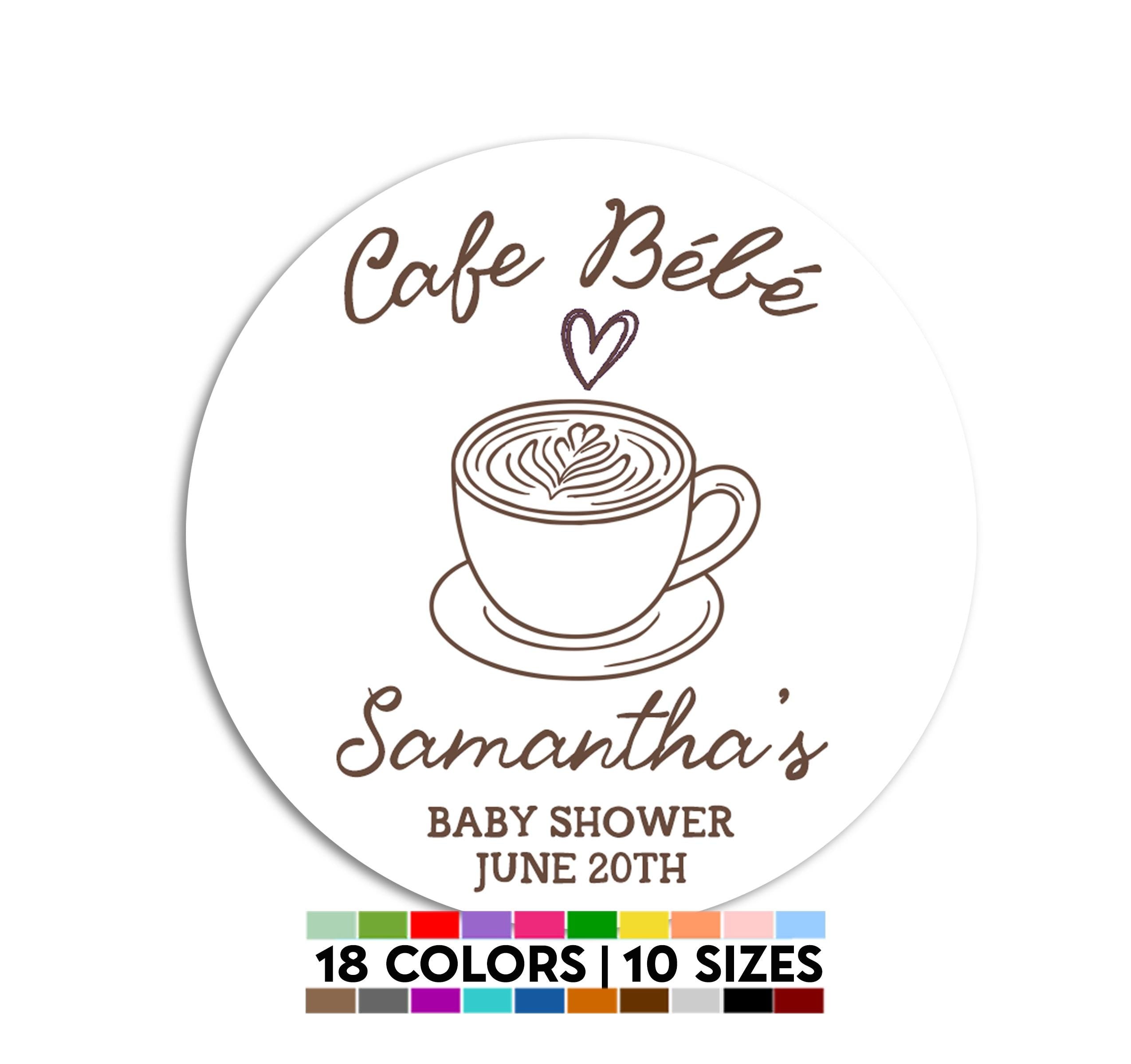 Cafe Bebe Baby Shower Stickers, Coffee Bar Labels, A Baby is Brewing Favors