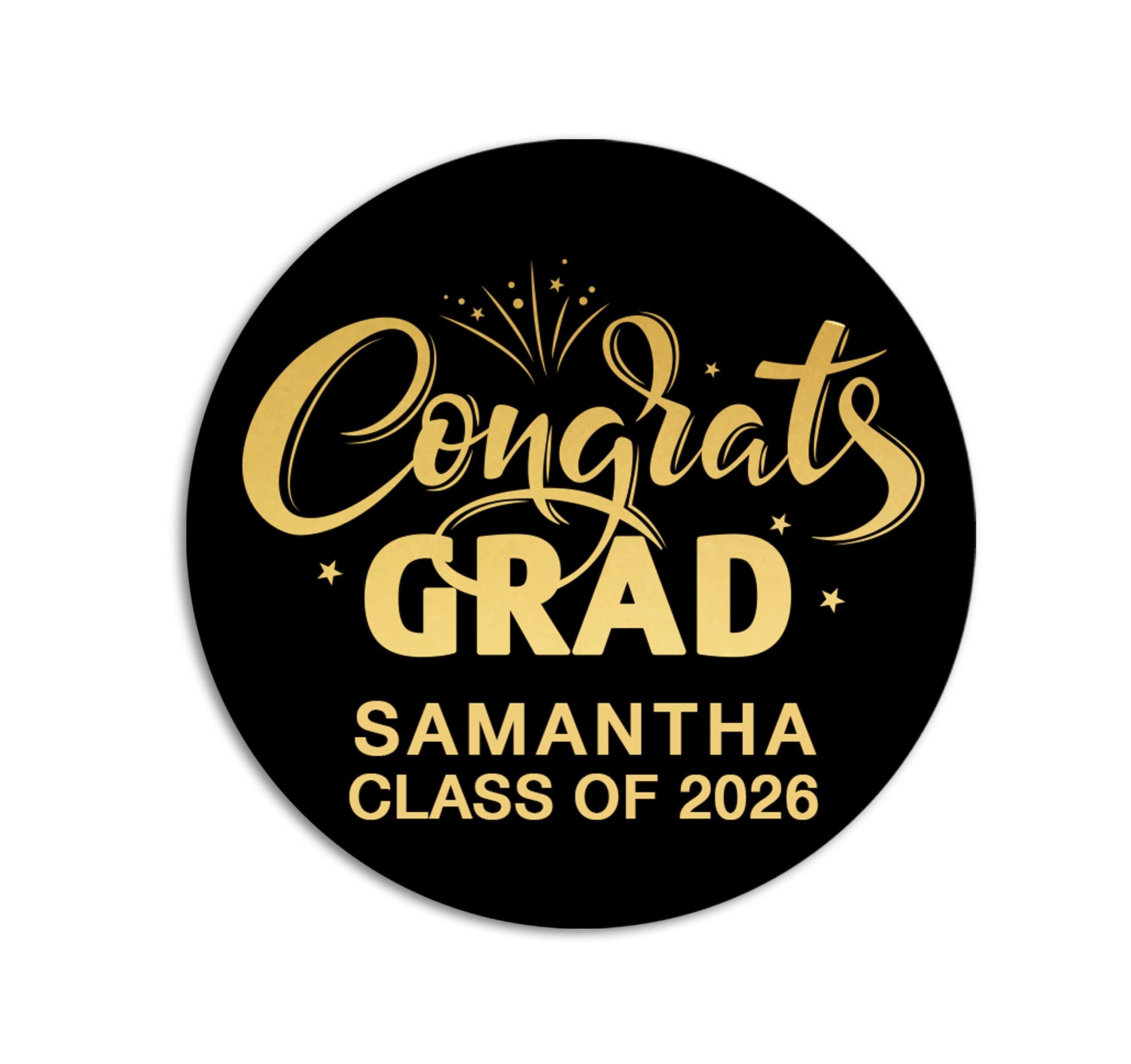 Congrats Grad Sticker, Personalized Graduation Stickers, Class of 2026, Graduate Party Labels