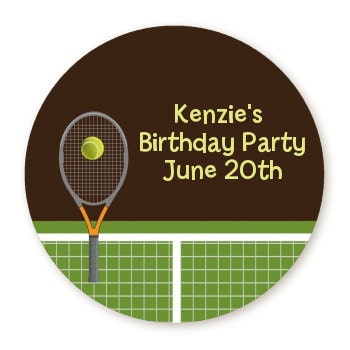 Tennis Birthday Party Favor Stickers, Happy Birthday Labels, Custom Birthday Party Favor Labels, Personalized Round Stickers