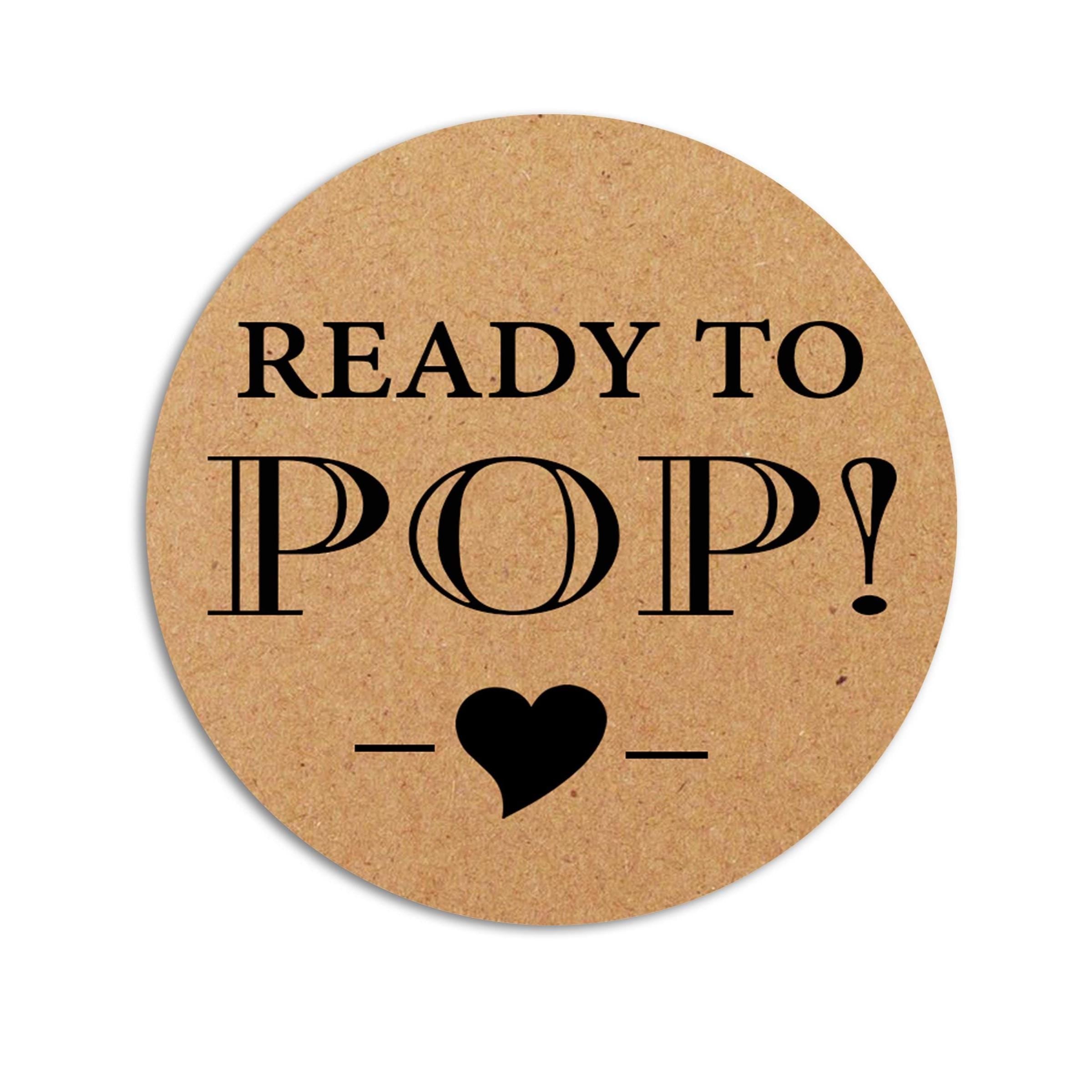 Ready To Pop Baby Shower Kraft Stickers, About To Pop Round Popcorn Labels